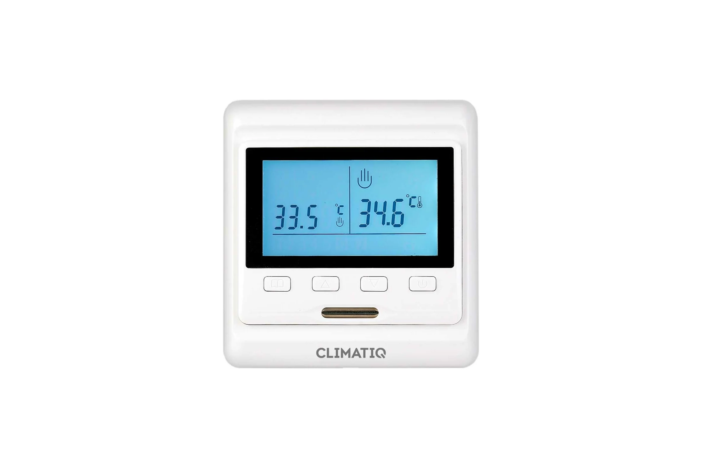 Терморегулятор для теплого пола IQWATT CLIMATIQ PT с ЖК-дисплеем и функциями программирования, белый 20665