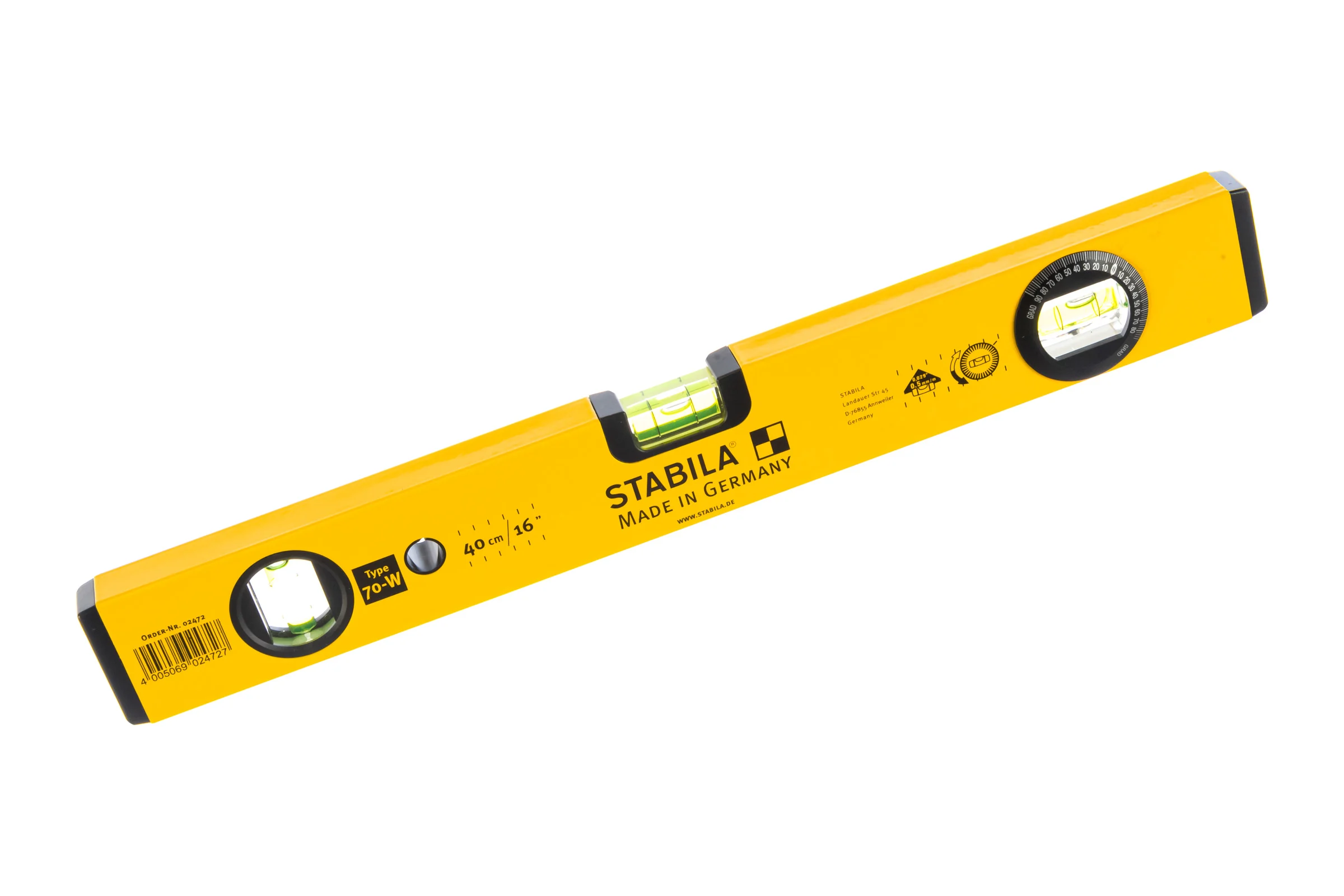 Уровень с угломером тип 70W, 40 см STABILA 02472