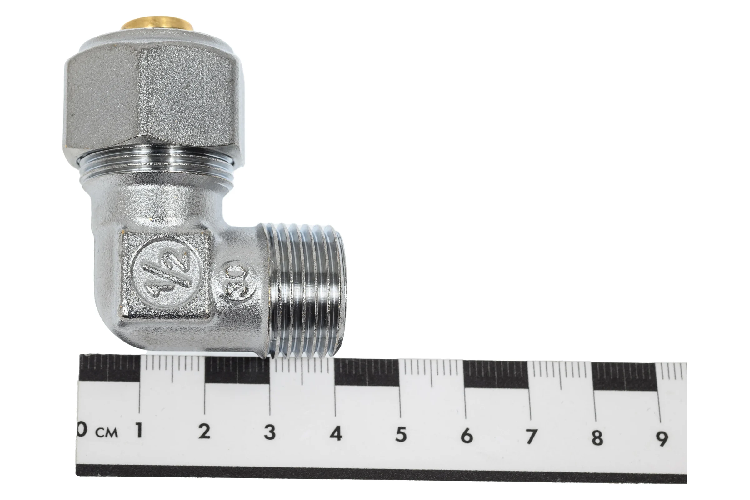 Угольник Giacomini 90, Н, 1/2, 16x2, латунь, хромированный R562MX048