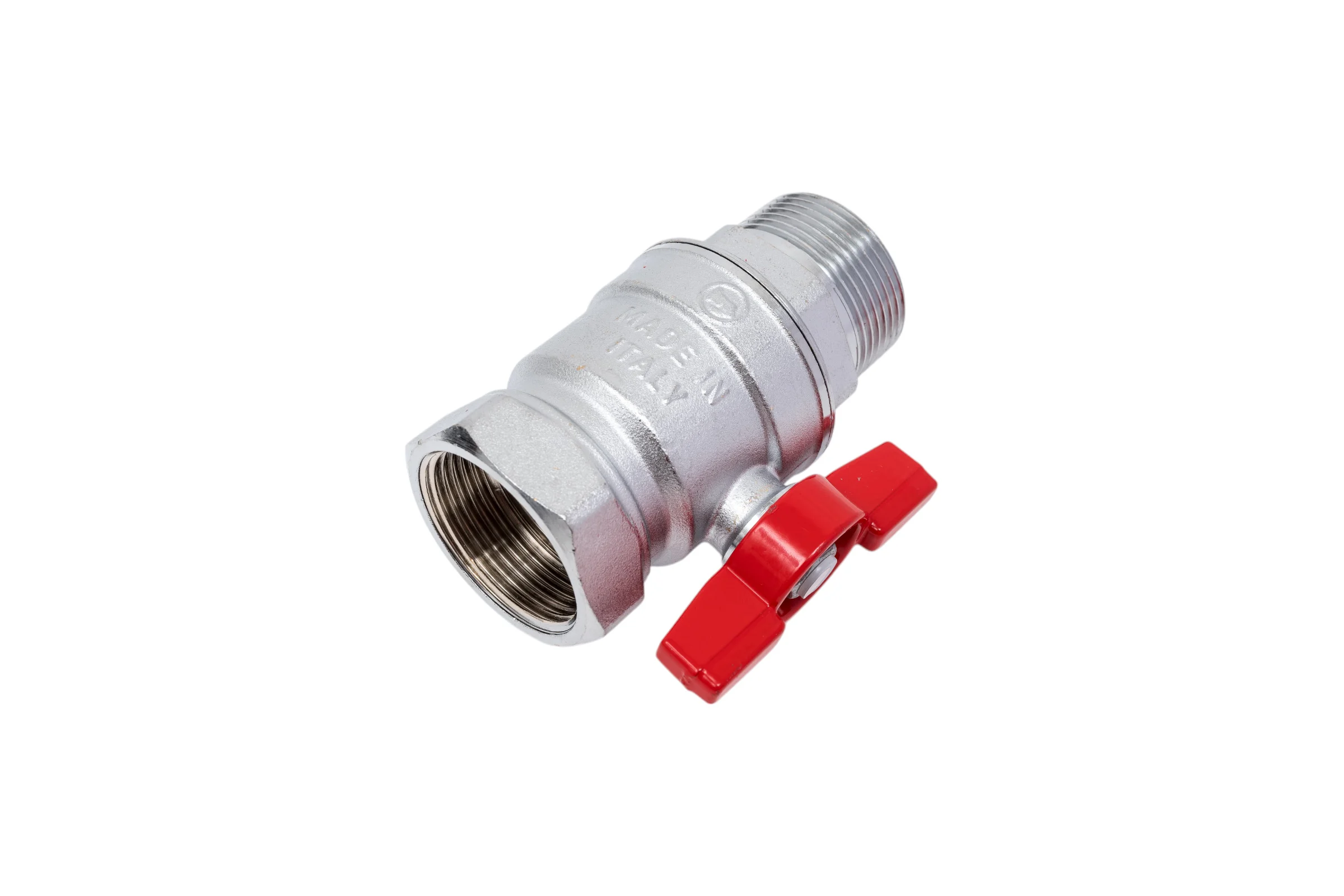 Шаровой кран Giacomini 1 1/4, ВН, ручка-бабочка красная, хромированный R254D R254X006
