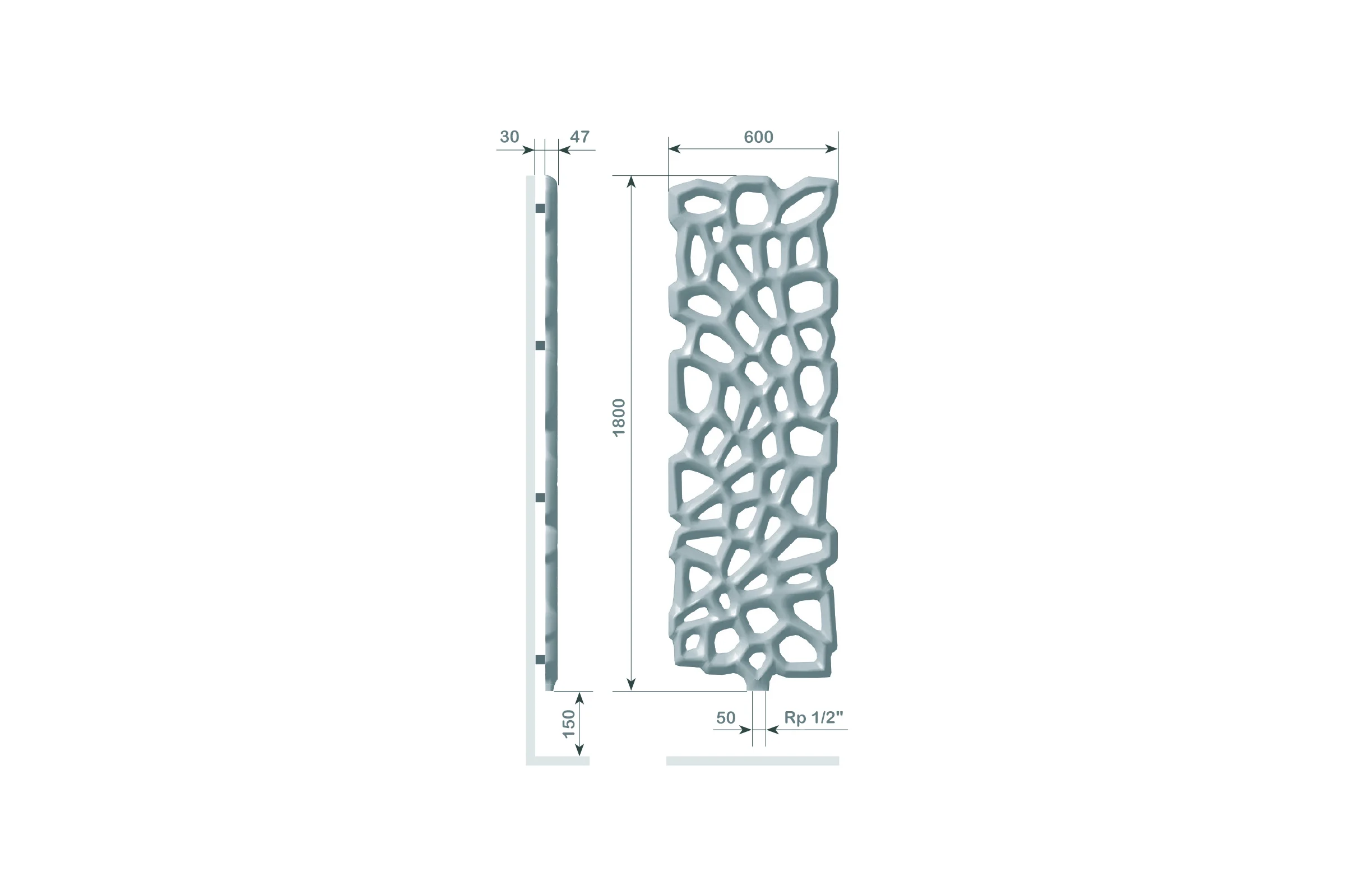 Дизайн-радиатор Primoclima Geom 1800 RAL9016 матовый