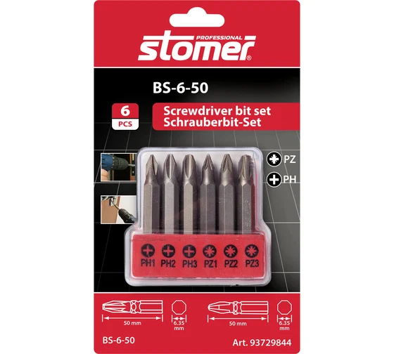 Набор бит BS-6-50 (50 мм) STOMER 93729844