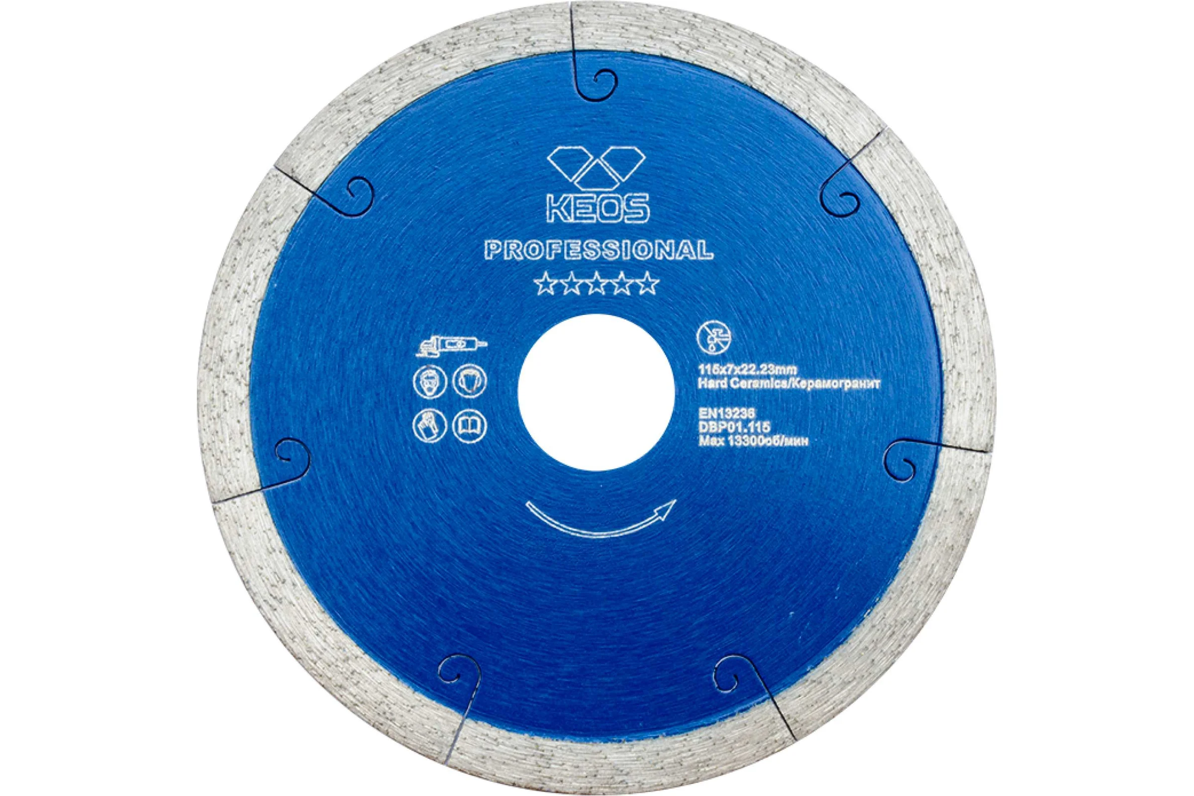 Диск алмазный Professional по керамограниту (115х22.2) для УШМ KEOS DBP01.115