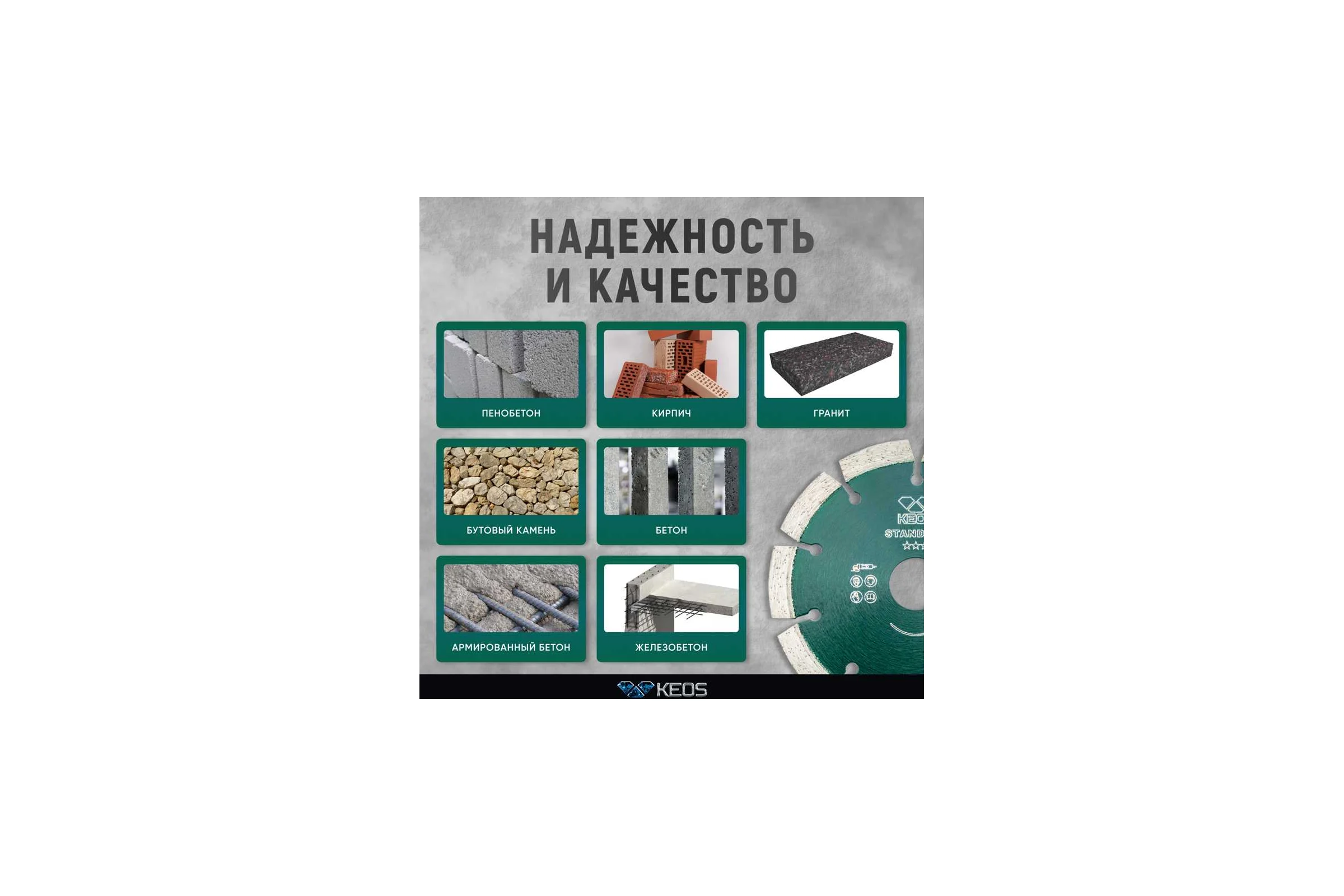 Диск алмазный Standart по бетону (125х22.2) для УШМ KEOS DBS02.125Е
