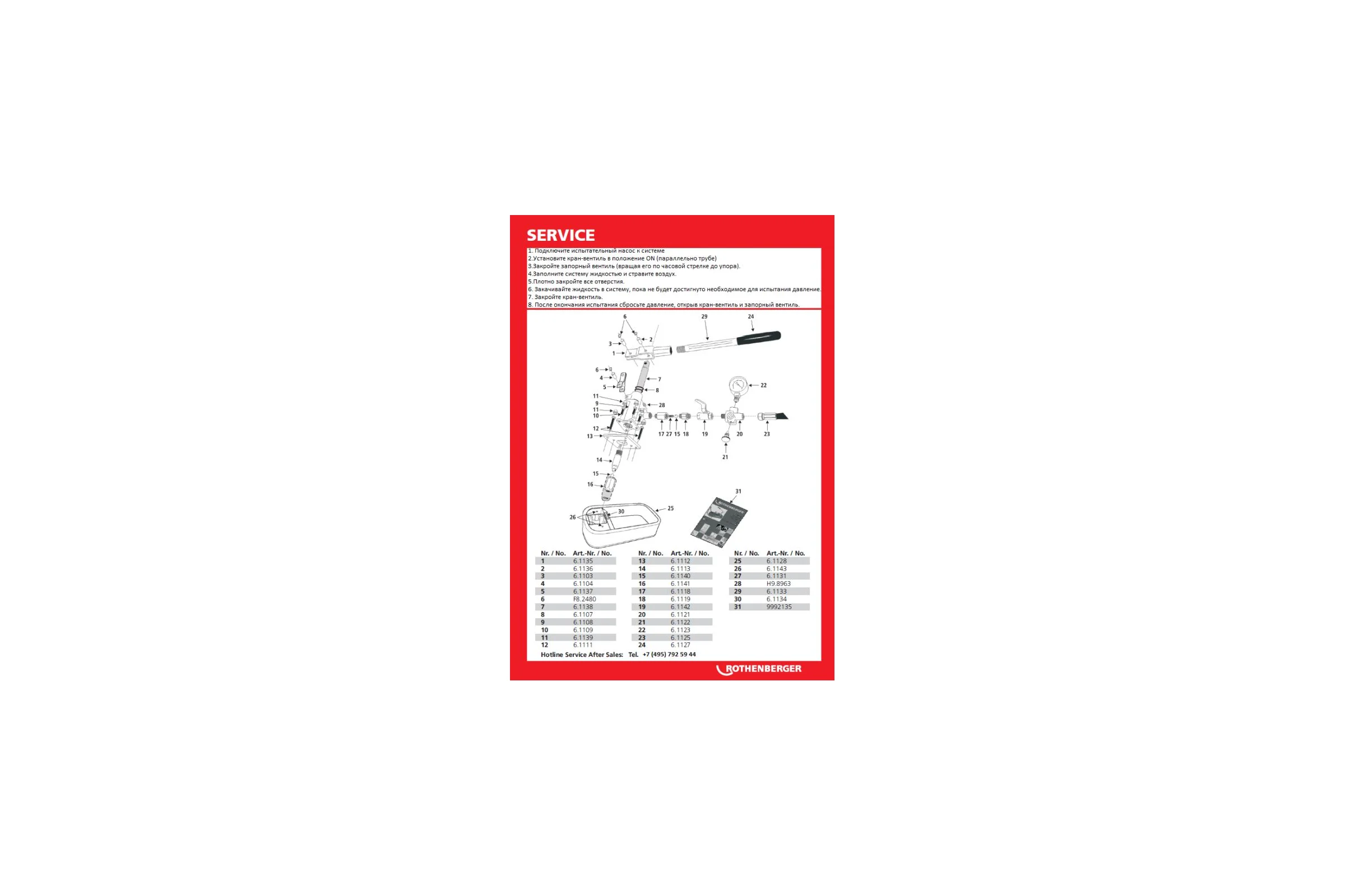 Ручной насос для опрессовки Rothenberger RP 30 61130