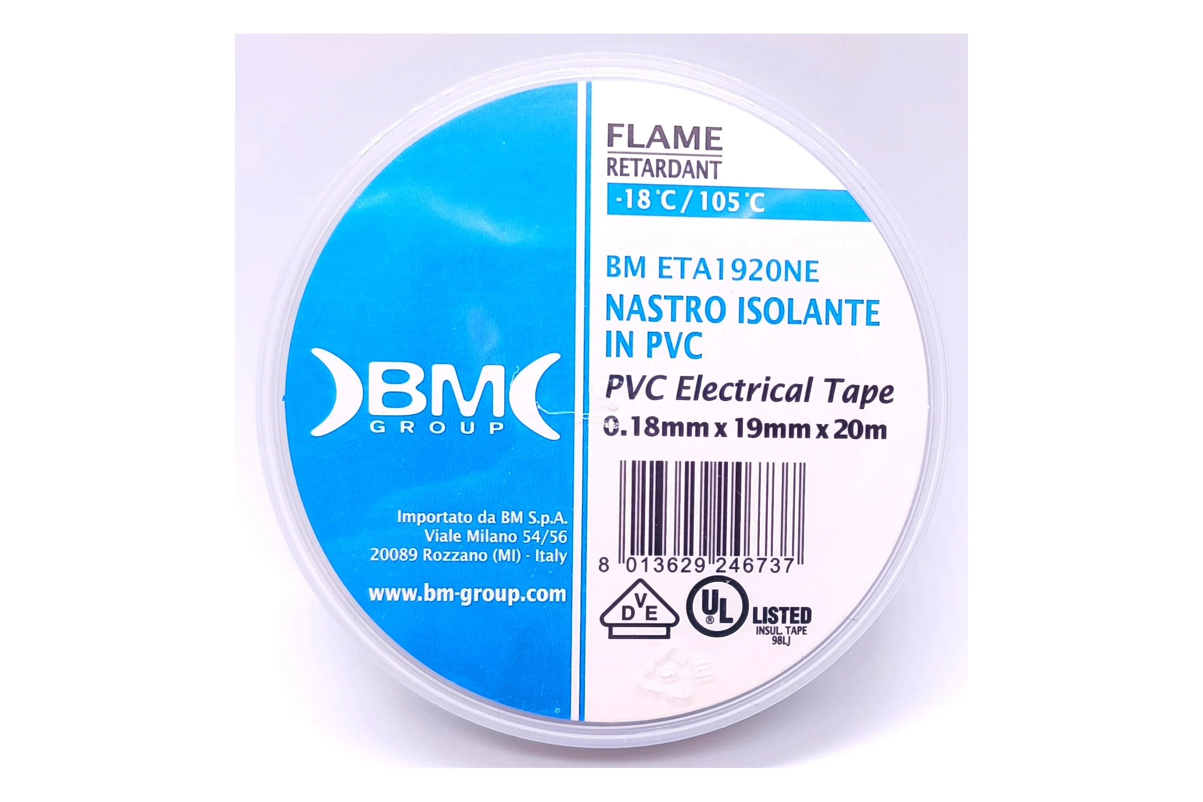 Изолента ПВХ морозостойкая 19 мм x 20 м, цвет черный BM Group BM-ETA1920NE