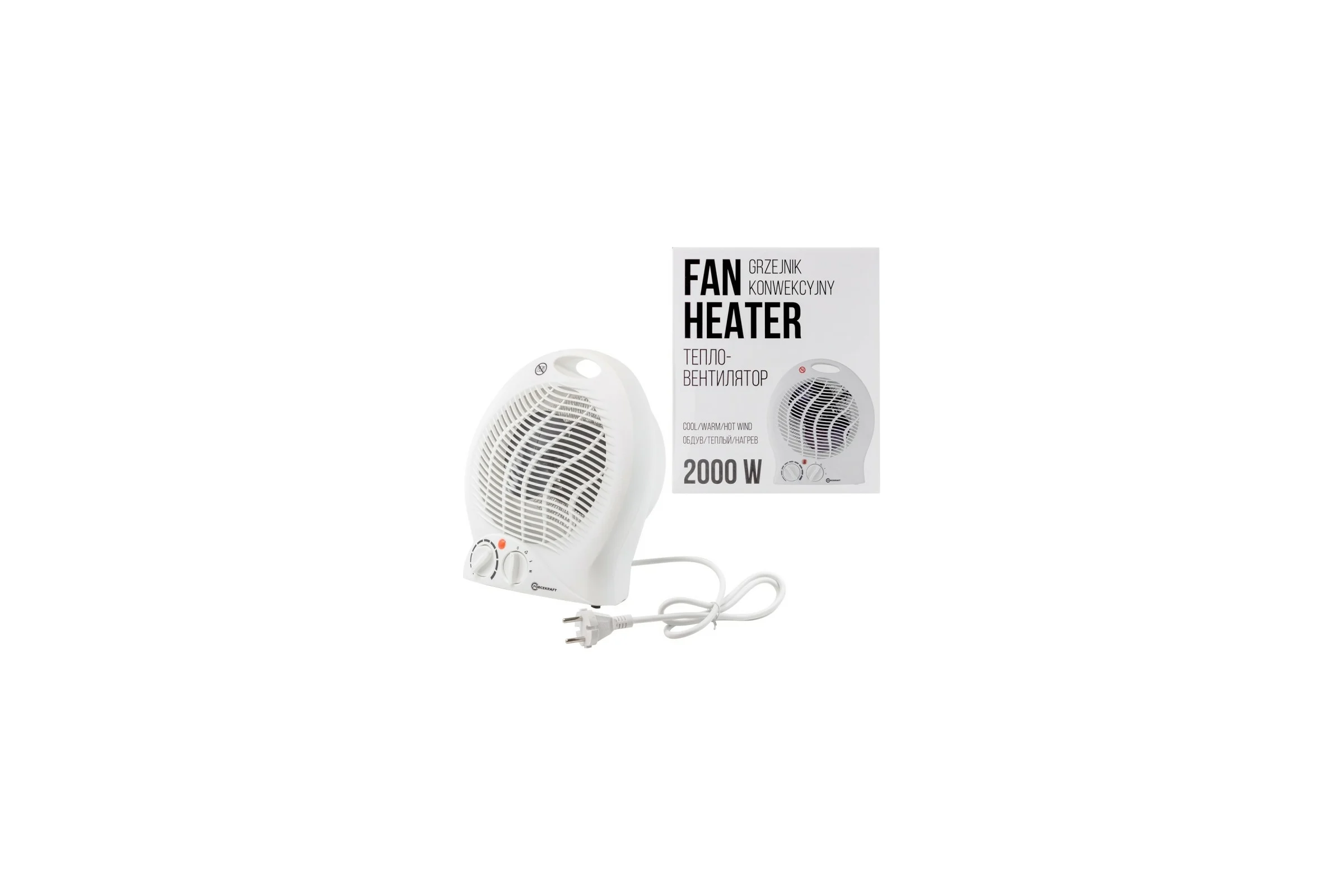 Тепловентилятор Forcekraft 220-240v, 1000/2000w, 3 режима FK-FH04(52595)