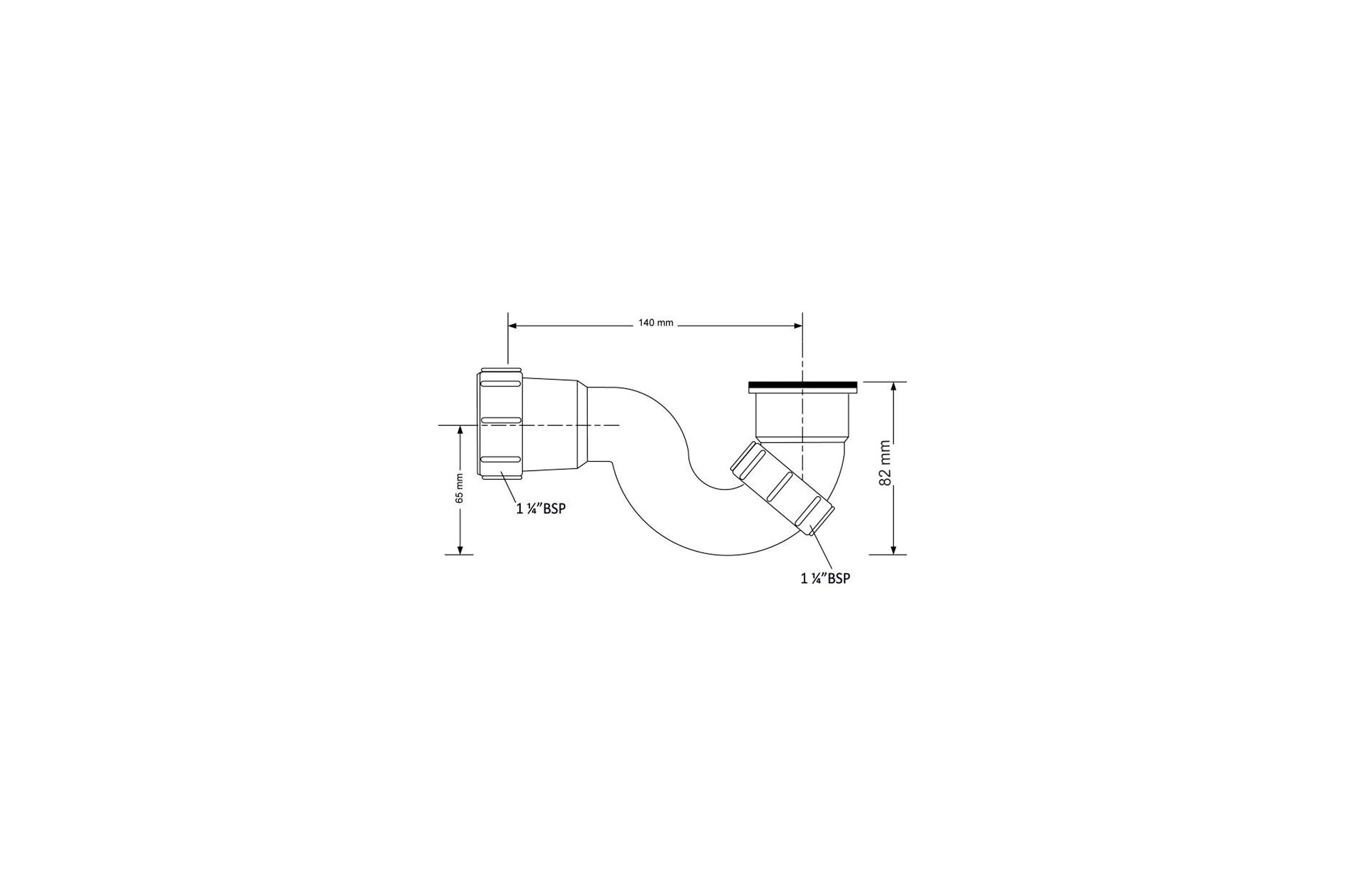 Колено McAlpine пластик, (круглое) ф1 1/4-ф32, h=82мм MRB6-32