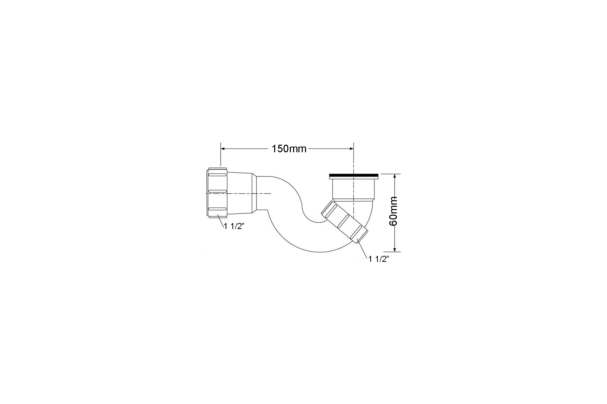 Колено McAlpine пластик (круглое) ф11/2-40, h=60мм MRB6