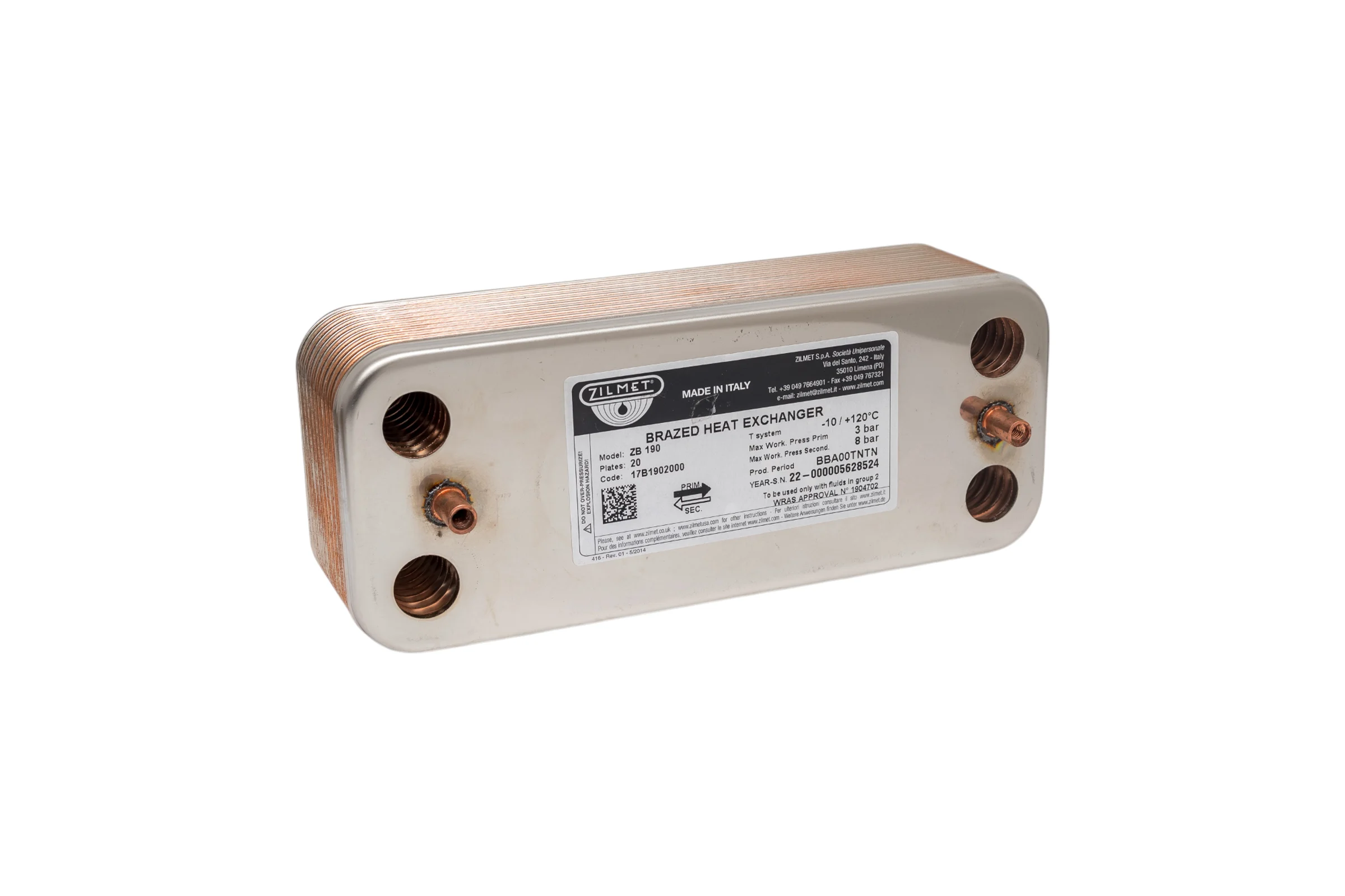 Паяный теплообменник Zilmet ZВ190 - 20P 17B1902000