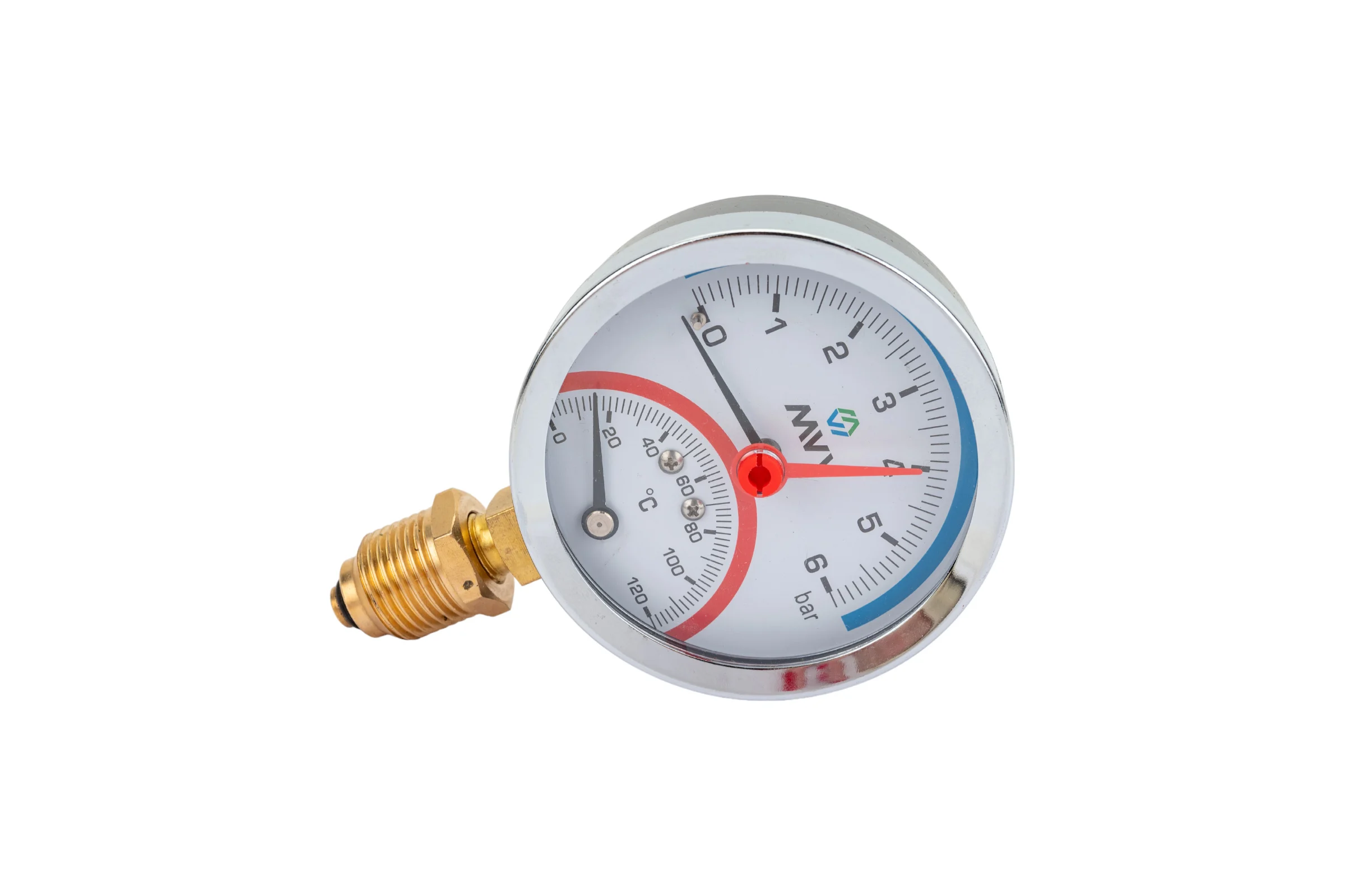 Радиальный термоманометр MVI до 6 бар, 0C-120C, D80 мм, с нижним подключением G1/2 RTM.80.12006.04