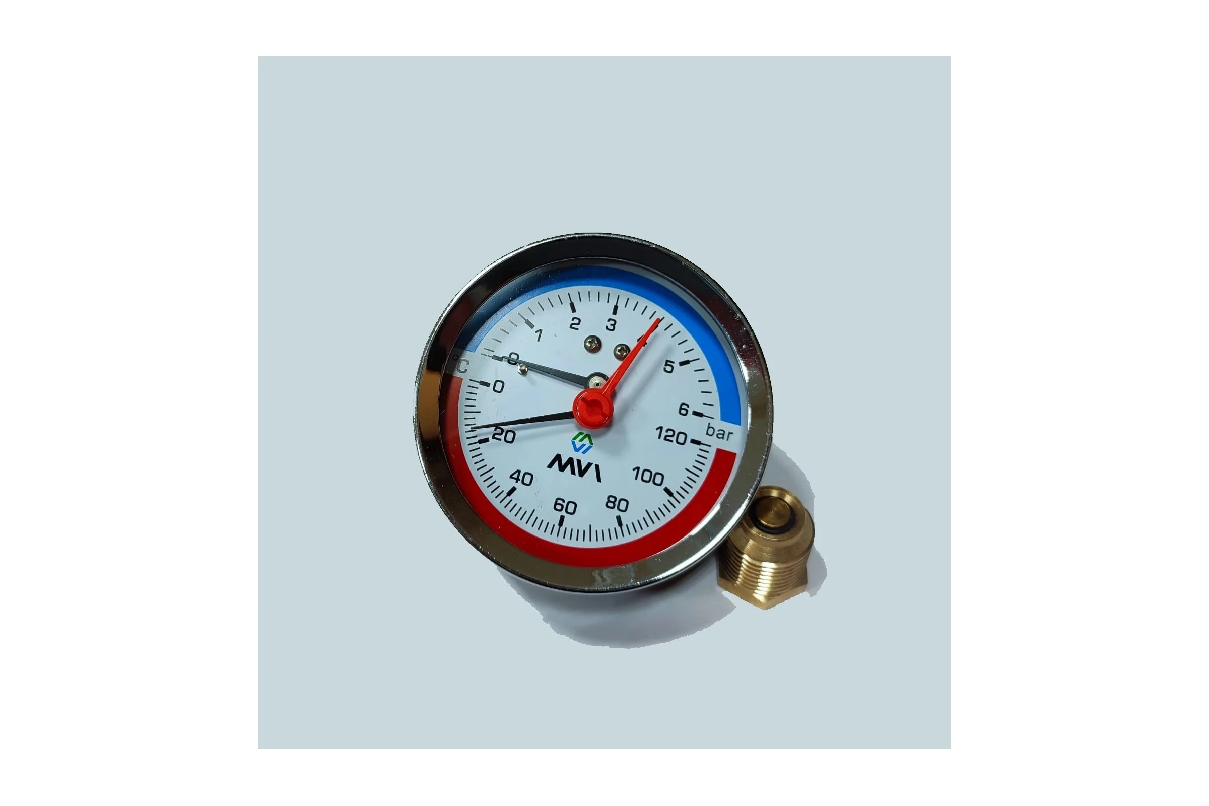 Аксиальный термоманометр MVI до 6 бар, 0C-120C, D80 мм, подключение G1/2 ATM.80.12006.04