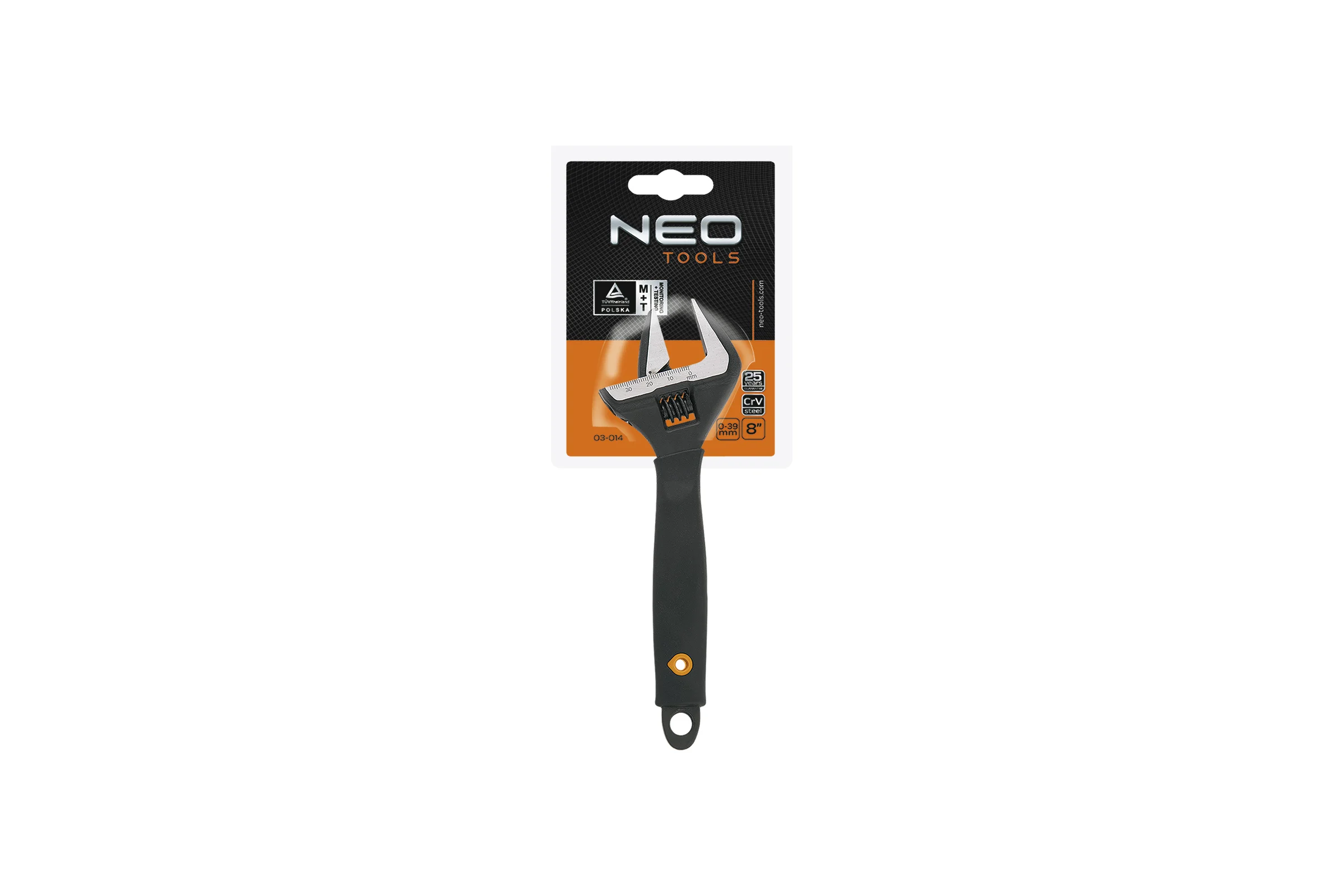 Разводной ключ NEO Tools CrV, 200 мм, 0-38 мм 03-014