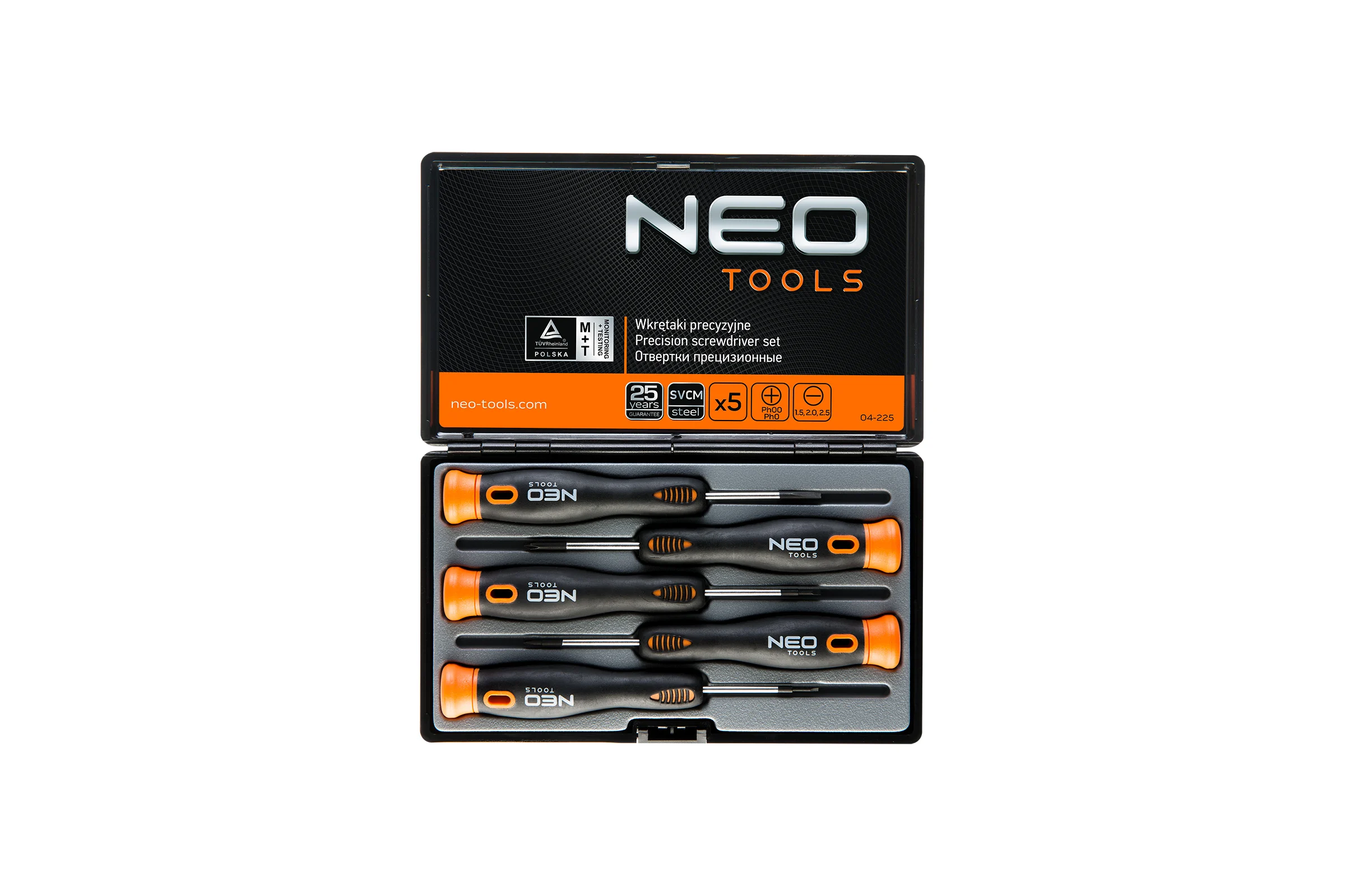 Набор прецизионных отверток NEO Tools 5 шт CrMo 04-225