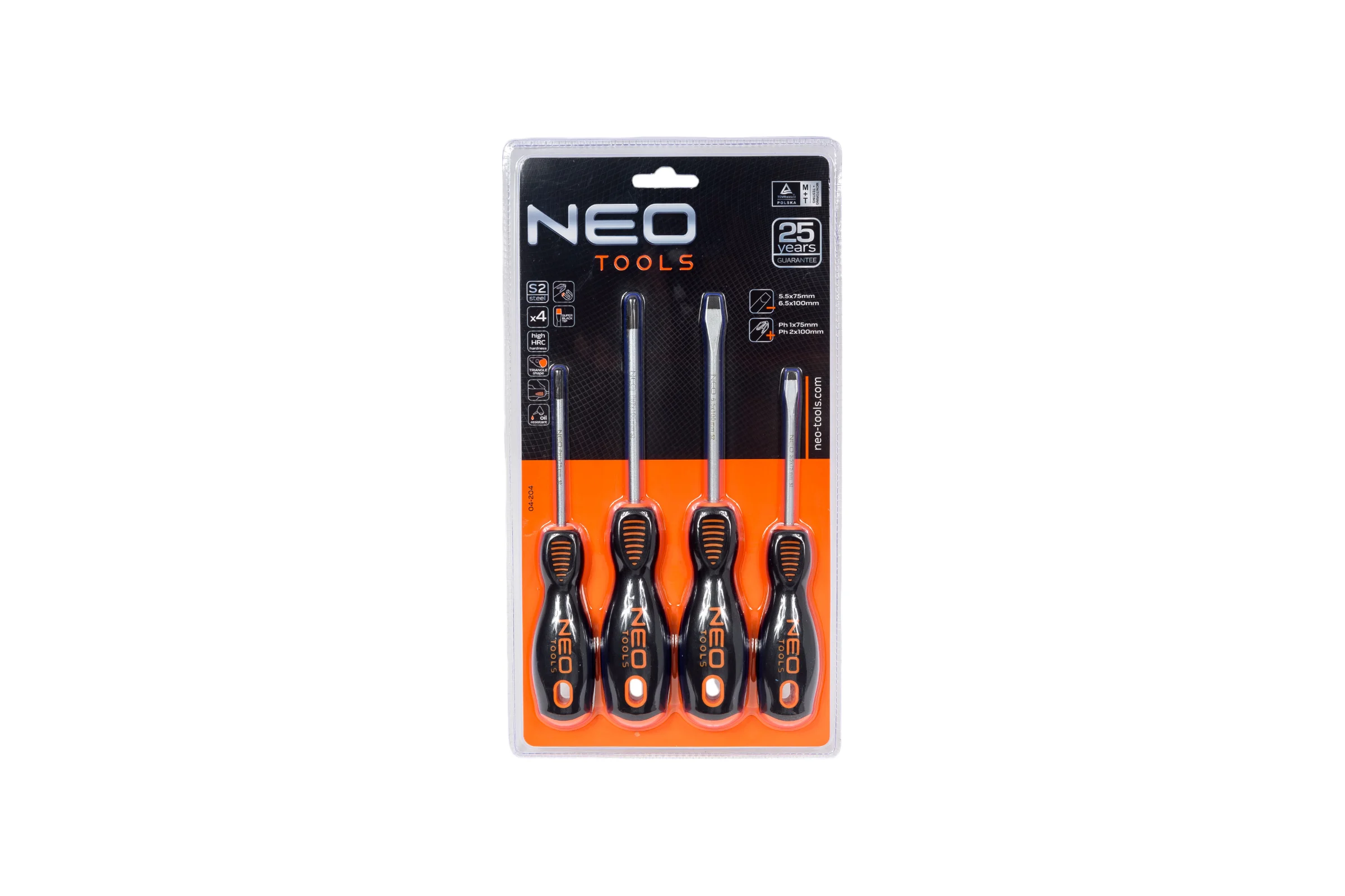 Набор отверток NEO Tools SL/PH 4 шт двухкомп рукоятка 04-204