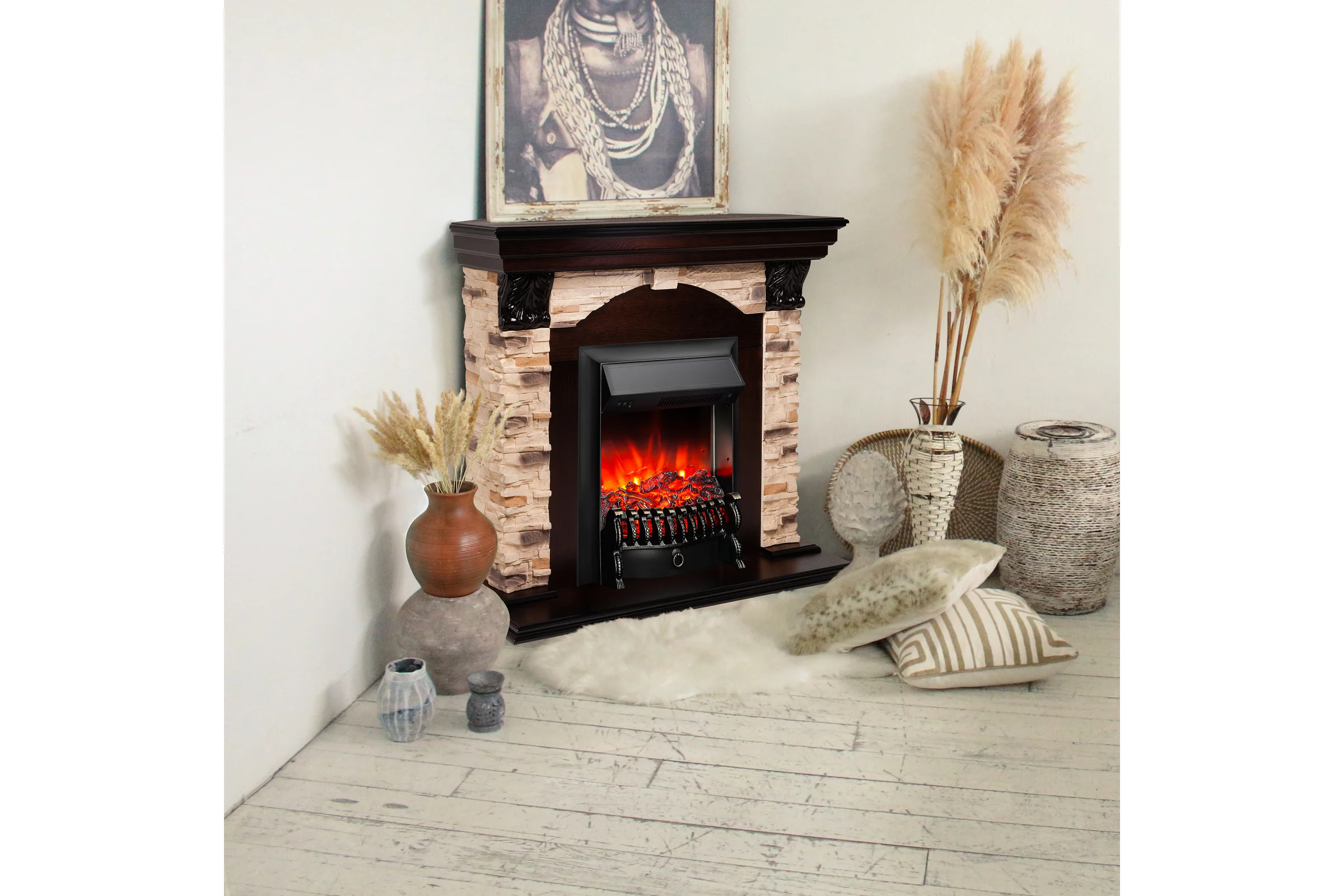 Каминокомплект RealFlame dublin corner rock std ao + fobos lux bl 10016020