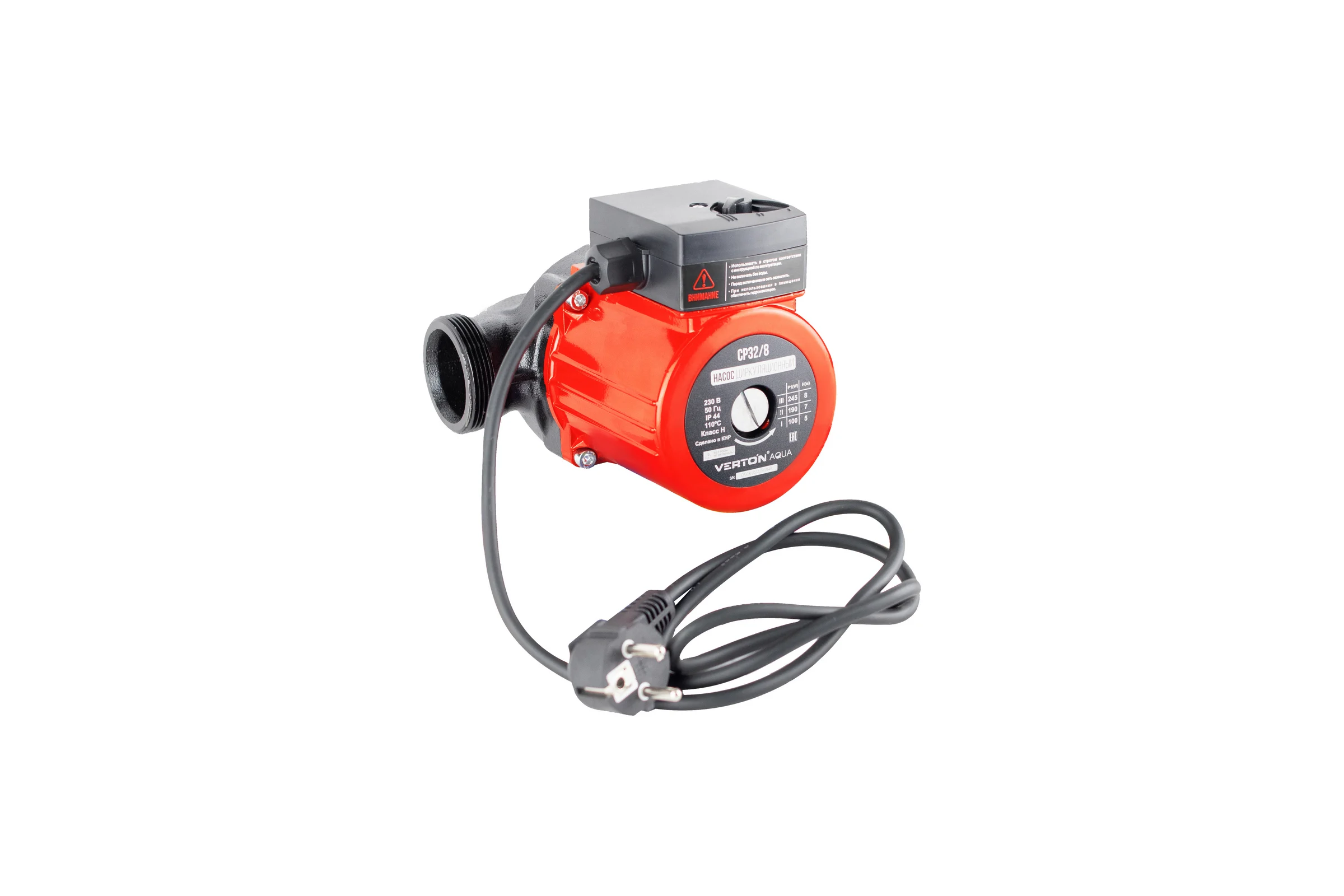 Циркуляционный насос VERTON aqua cp32/8 (245-190-100 вт, q max 180-90-50 л, h max 8-7-5, l180 мм, подключение 59 мм) 01.13296.13886