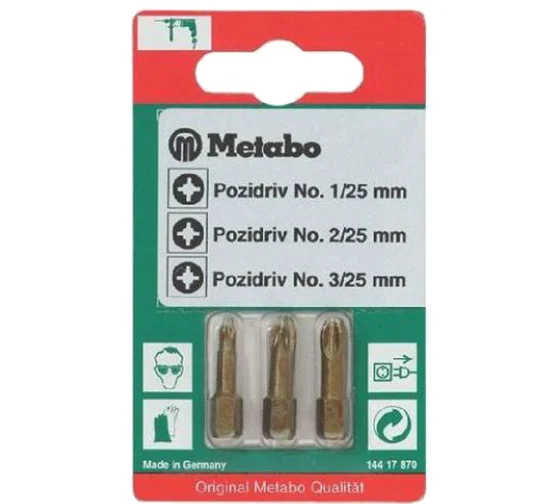 Набор бит (3 шт; 25 мм; PZ 1/2/3) Metabo 631561000