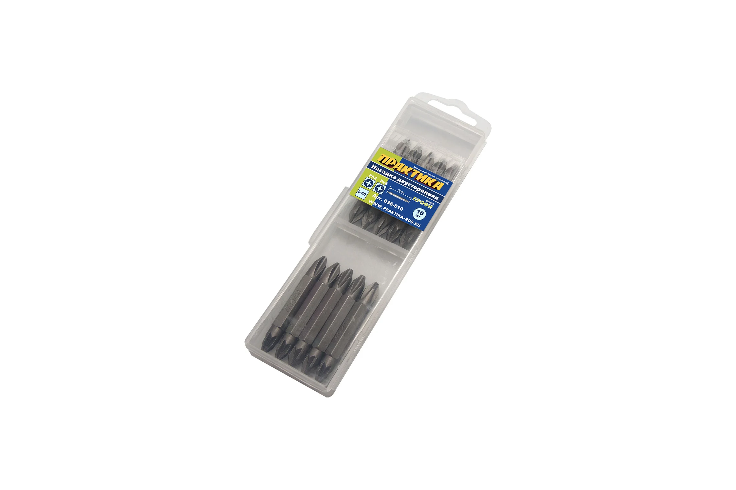 Двусторонняя бита PH2-PZ2 Профи (10 шт; 50 мм) ПРАКТИКА 036-810