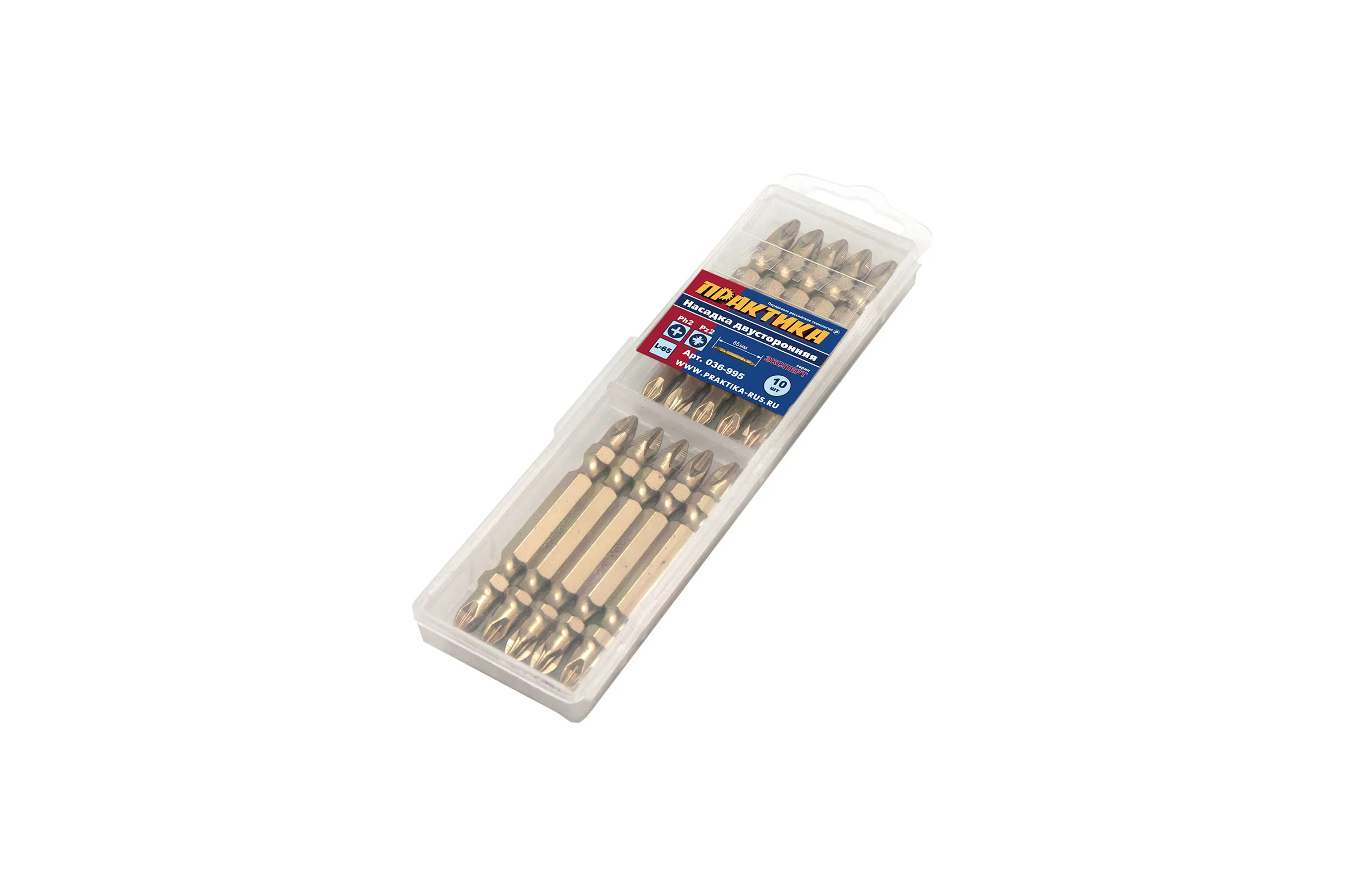 Двусторонняя бита PH2-PZ2 Эксперт (10 шт; 65 мм) ПРАКТИКА 036-995