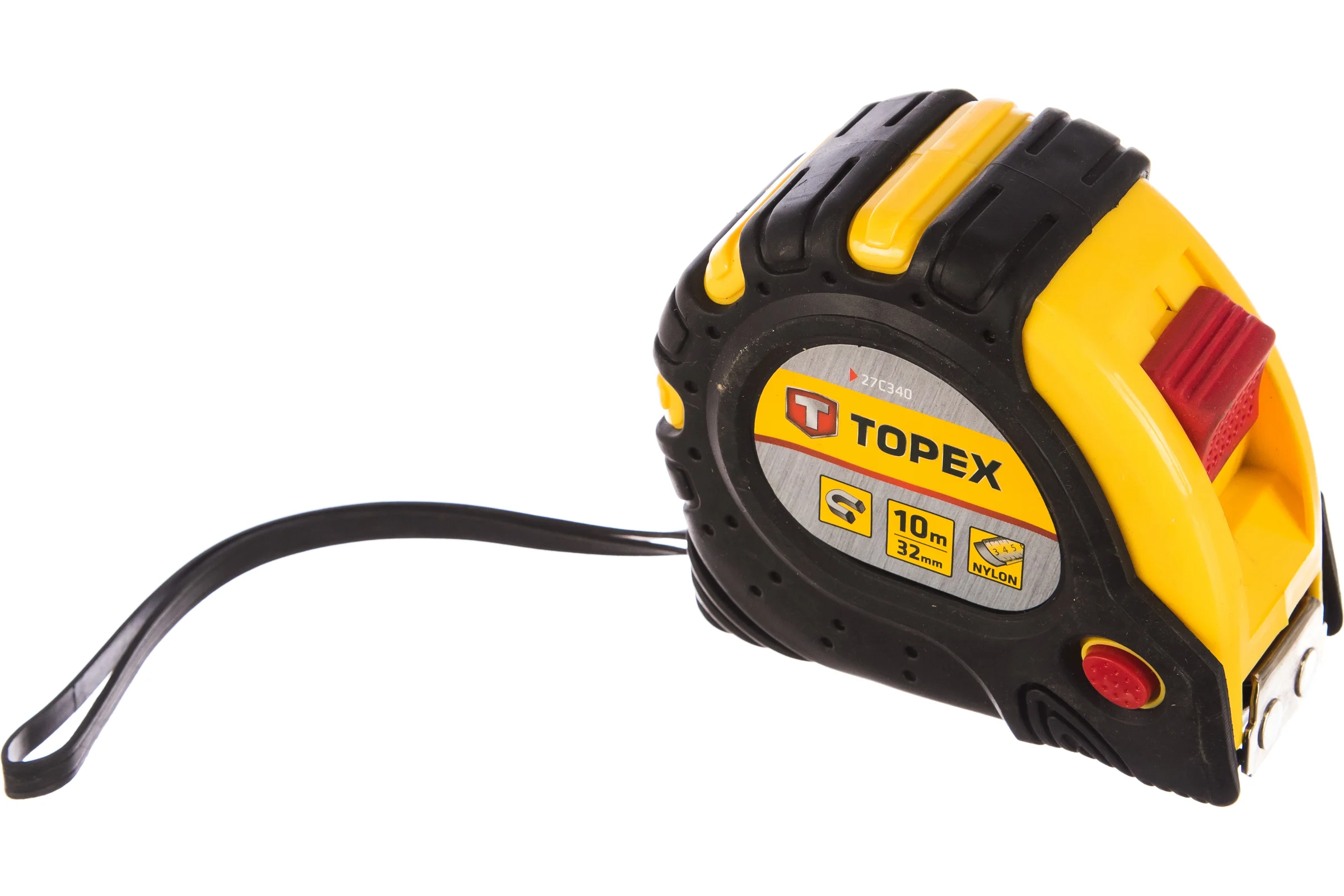 Рулетка TOPEX стальная лента 10 м x 32 мм магнит 2 кнопки паузы 27C340