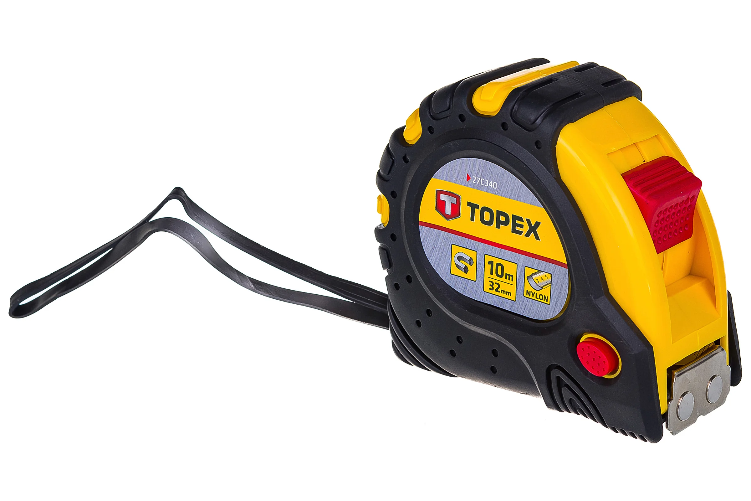 Рулетка TOPEX стальная лента 10 м x 32 мм магнит 2 кнопки паузы 27C340
