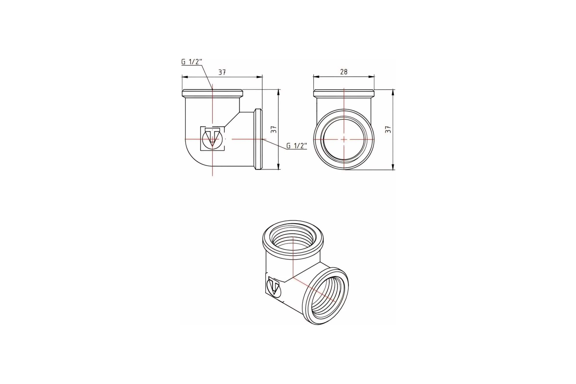 Угольник Valtec 1/2" внутренний - внутренний VTr.090.N.0004