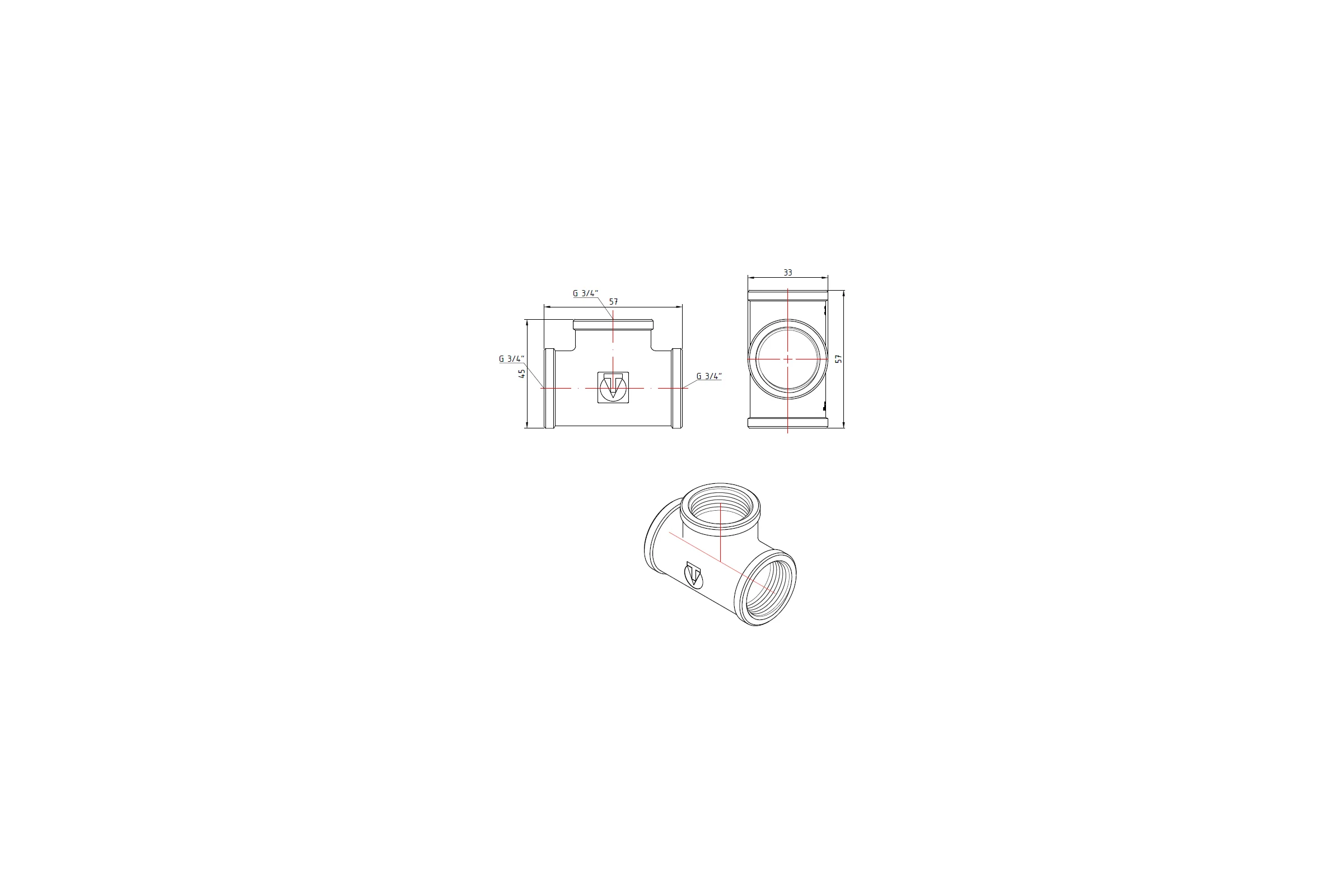 Тройник Valtec 3/4" внутренний-внутренний-внутренний VTr.130.N.0005