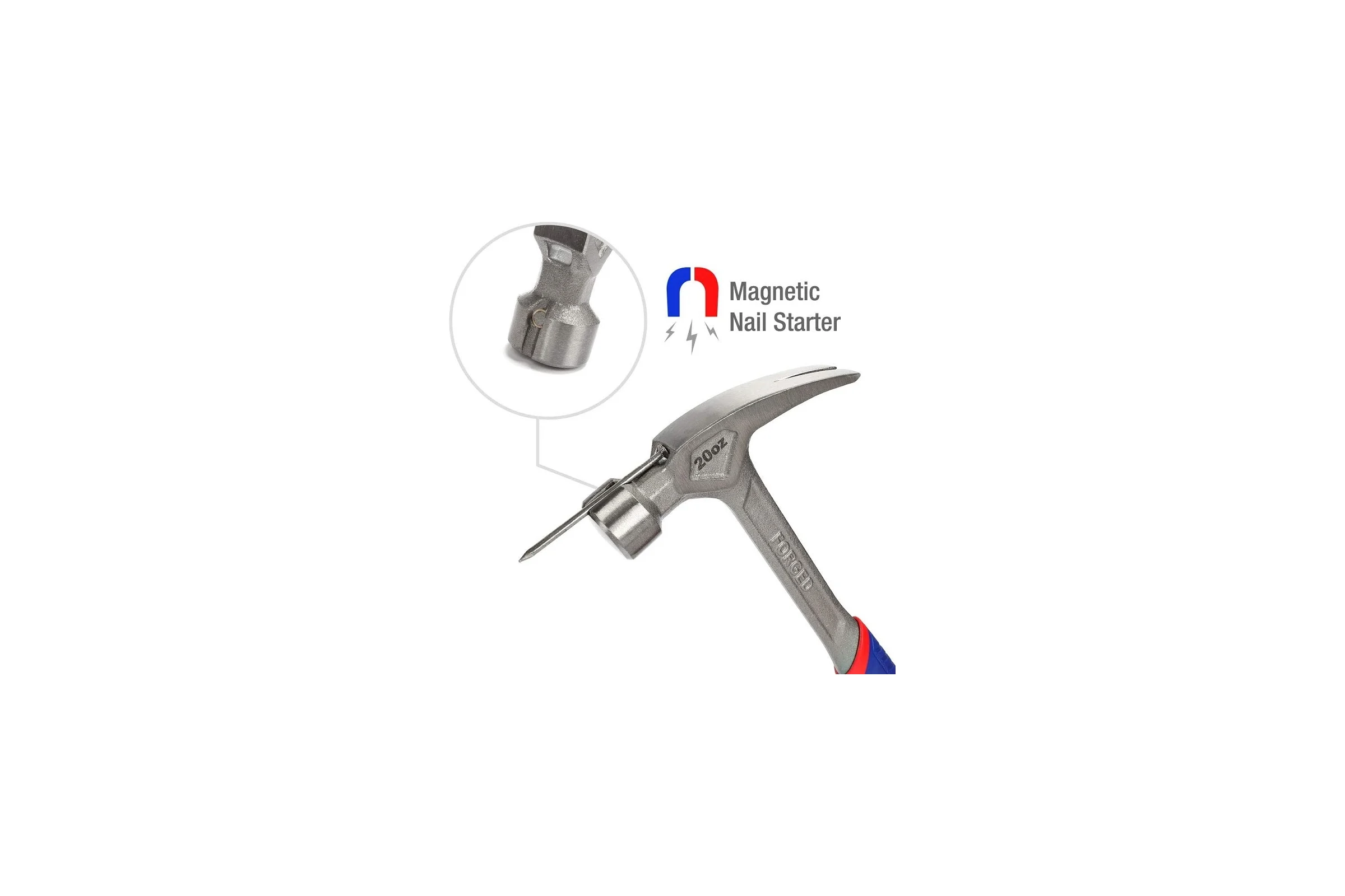 Молоток-гвоздодер WORKPRO 560г, цельнометаллический, кованый WP241015