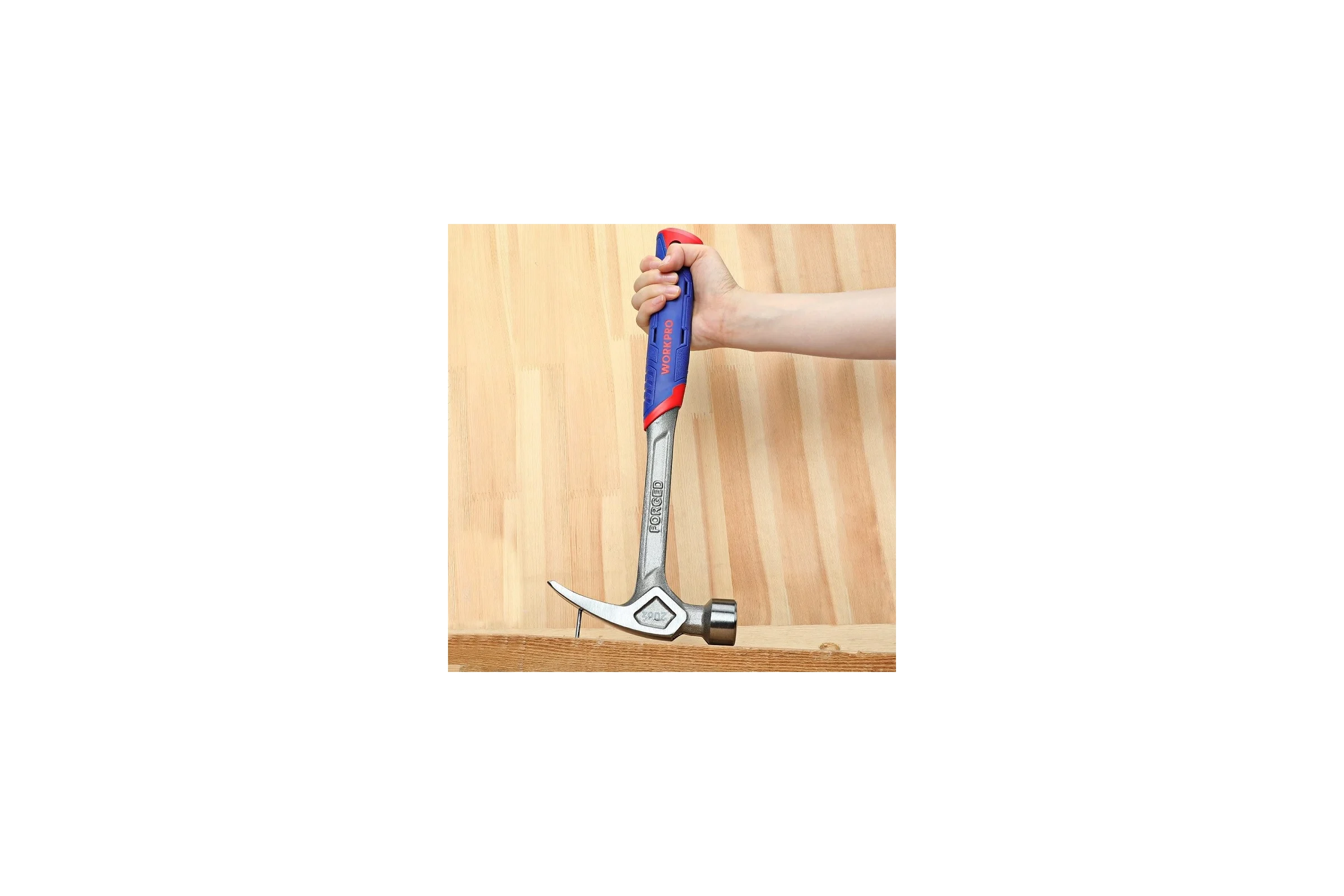 Молоток-гвоздодер WORKPRO 560г, цельнометаллический, кованый WP241015