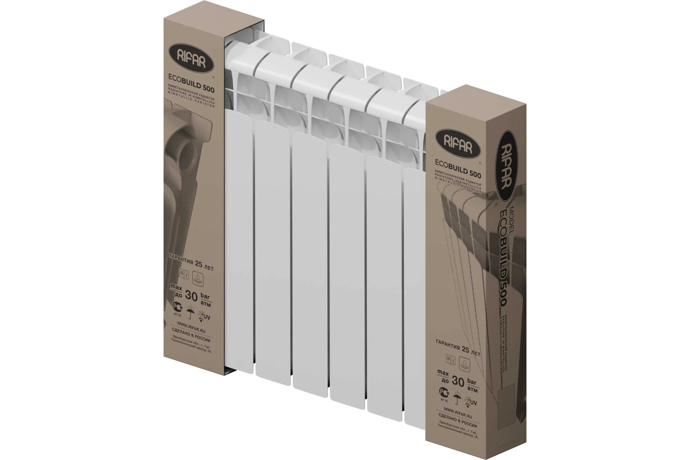 Биметаллический радиатор RIFAR ECOBUILD 500 08 секц. бок. R-EB-500-08