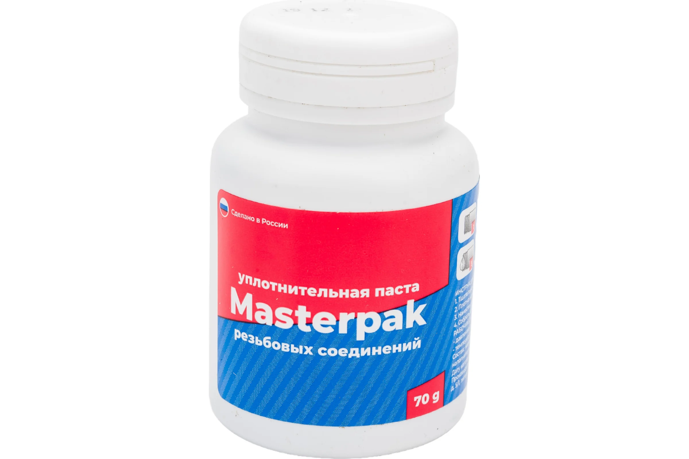 Комплект паста уплотнительная+лен MasterProf H2O вода, пар 70 г + лен 14 г ИС.130209