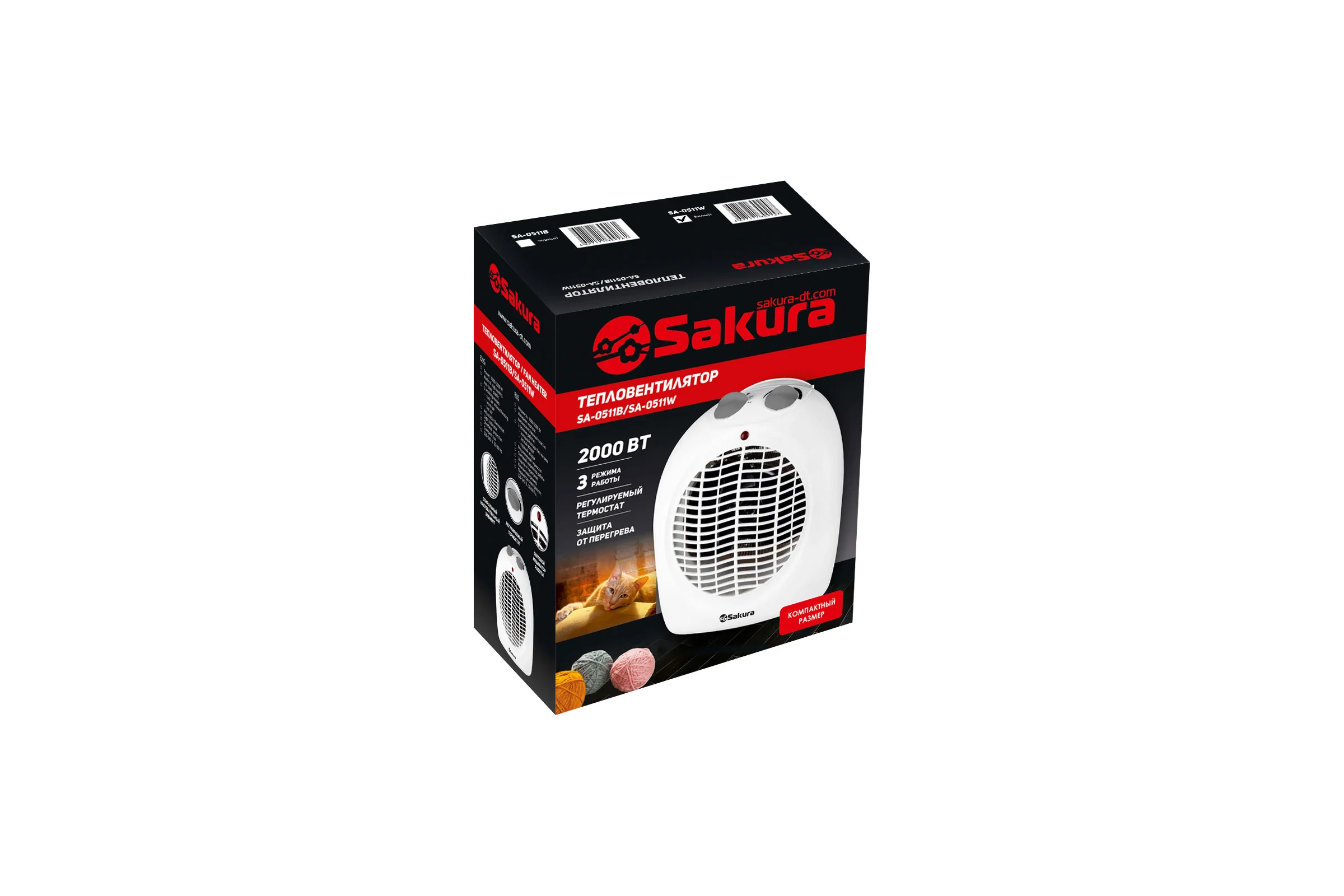 Тепловентилятор SAKURA SA-0511W спираль белый РТ-00047913
