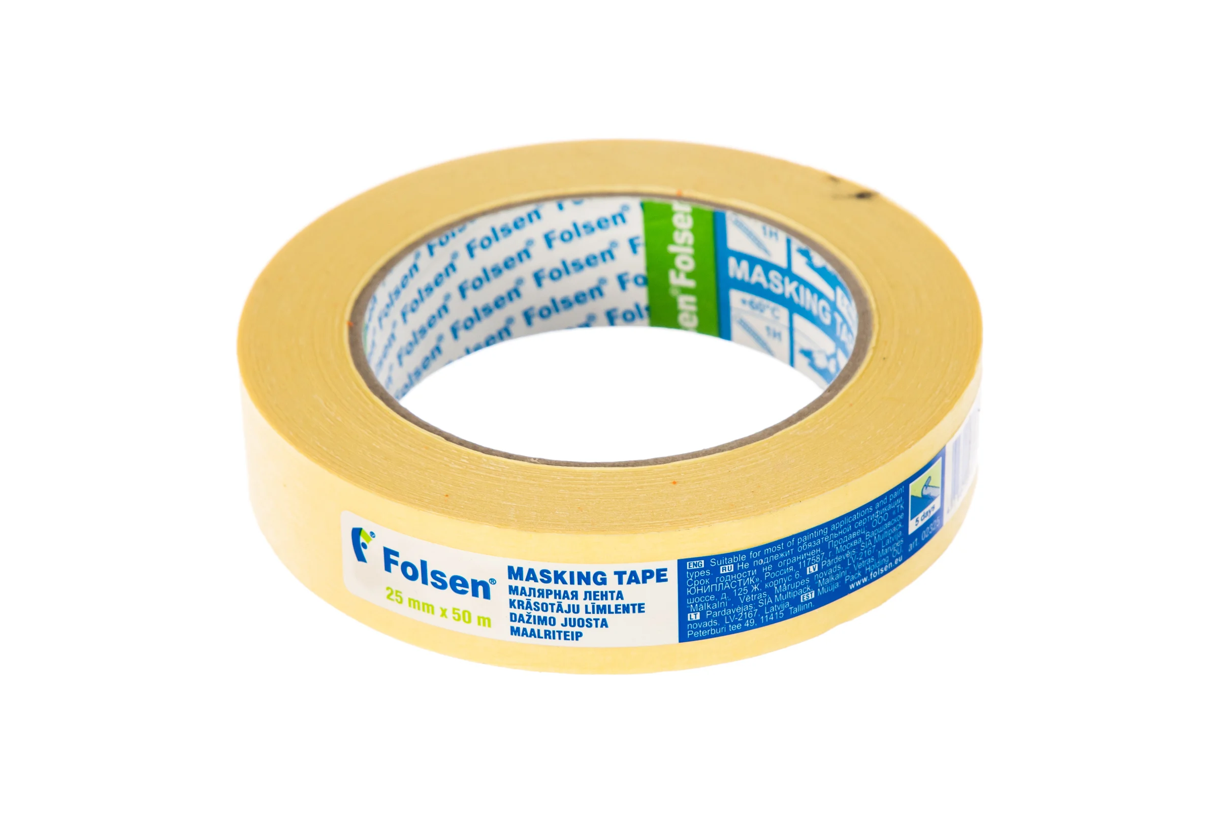 Малярная лента Folsen желтая 60oC 25ммx50м 02325
