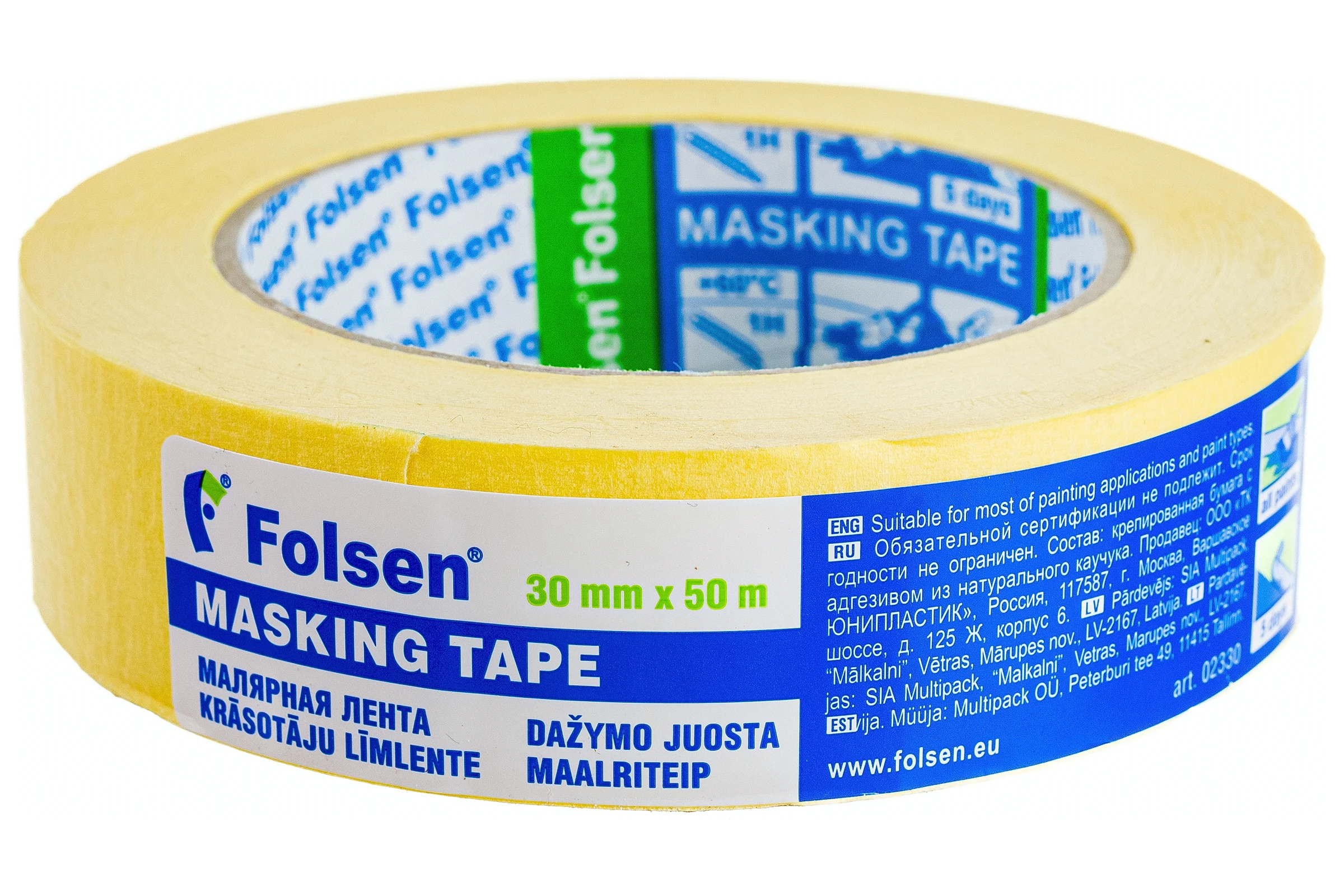 Малярная лента Folsen желтая 60oC 30ммx50м 02330