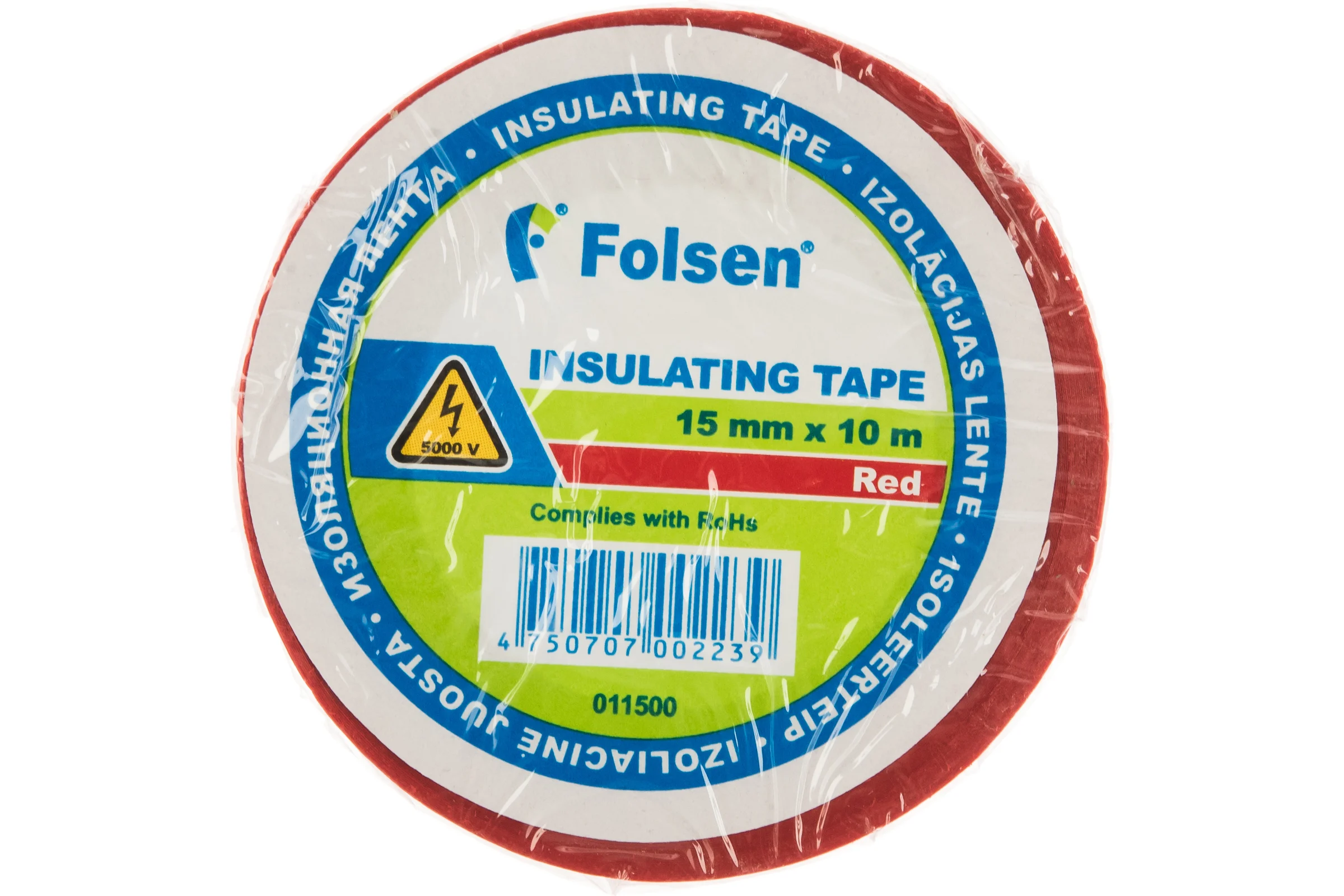 Изоляционная лента Folsen 15ммx10м красная 011500
