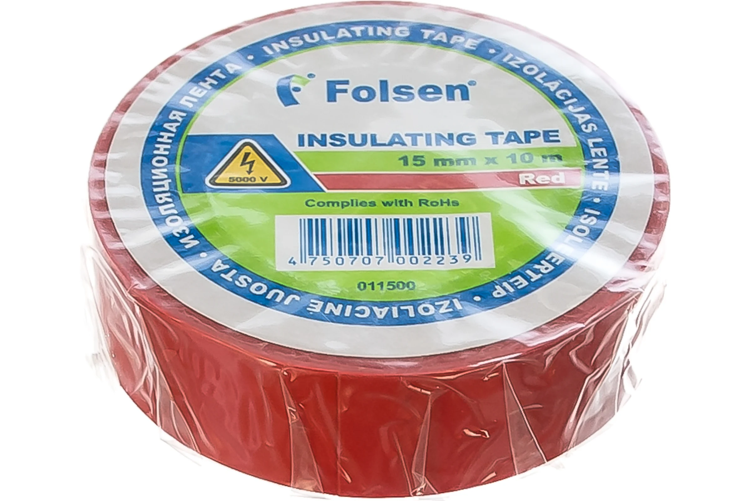 Изоляционная лента Folsen 15ммx10м красная 011500