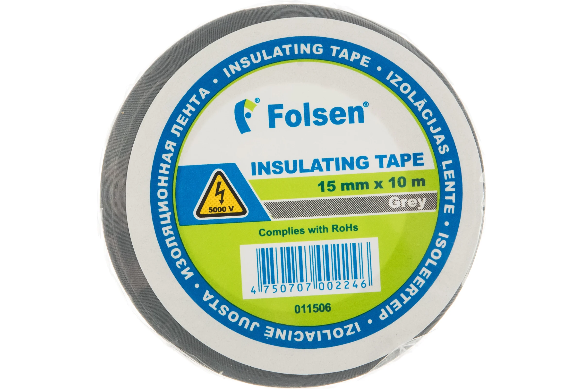 Изоляционная лента Folsen 15ммx10м серая 011506