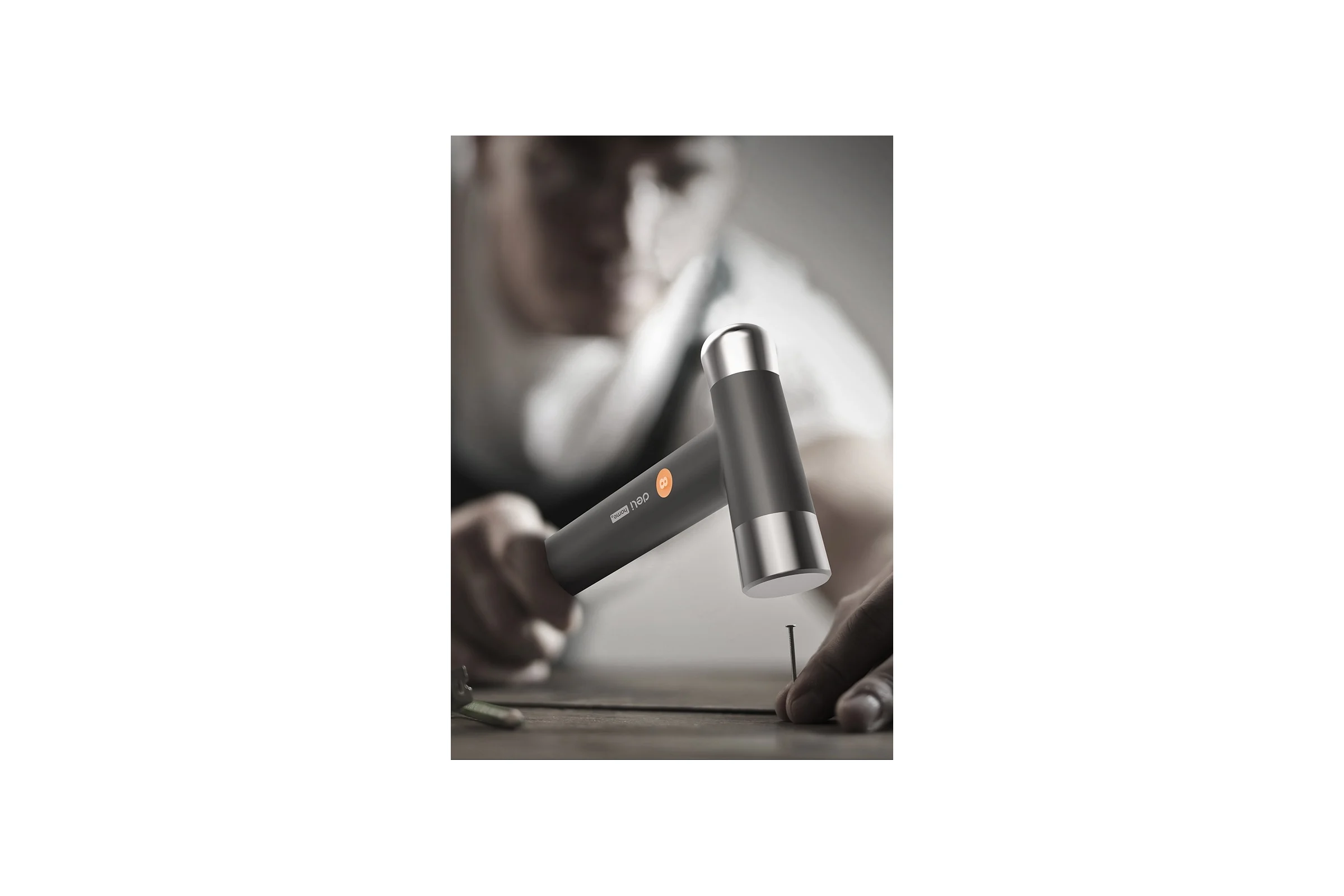 Молоток DELI "Home Series Gray" HT7008C 400 г, эксклюзивный дизайн, рукоять из Soft Touch пластика, подарочная упаковка 112883