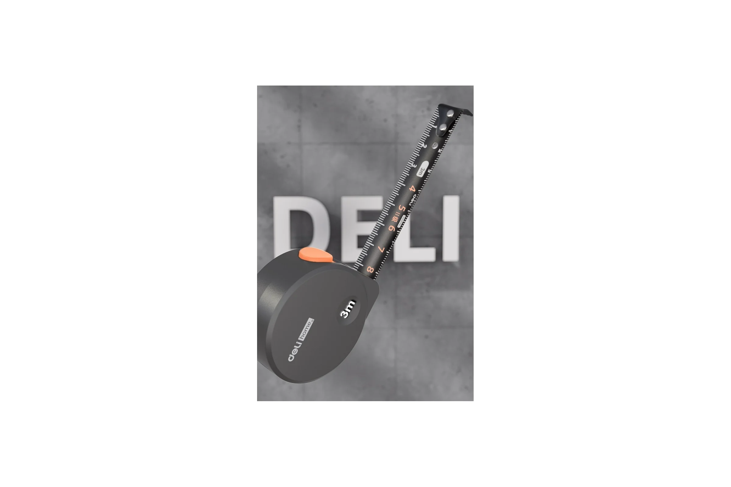 Рулетка DELI home series gray ht8316c 3мх16мм, эксклюзивный дизайн, корпус из софттач пластика, противоскользящая резиновая вставка, подарочная упаковка 112896