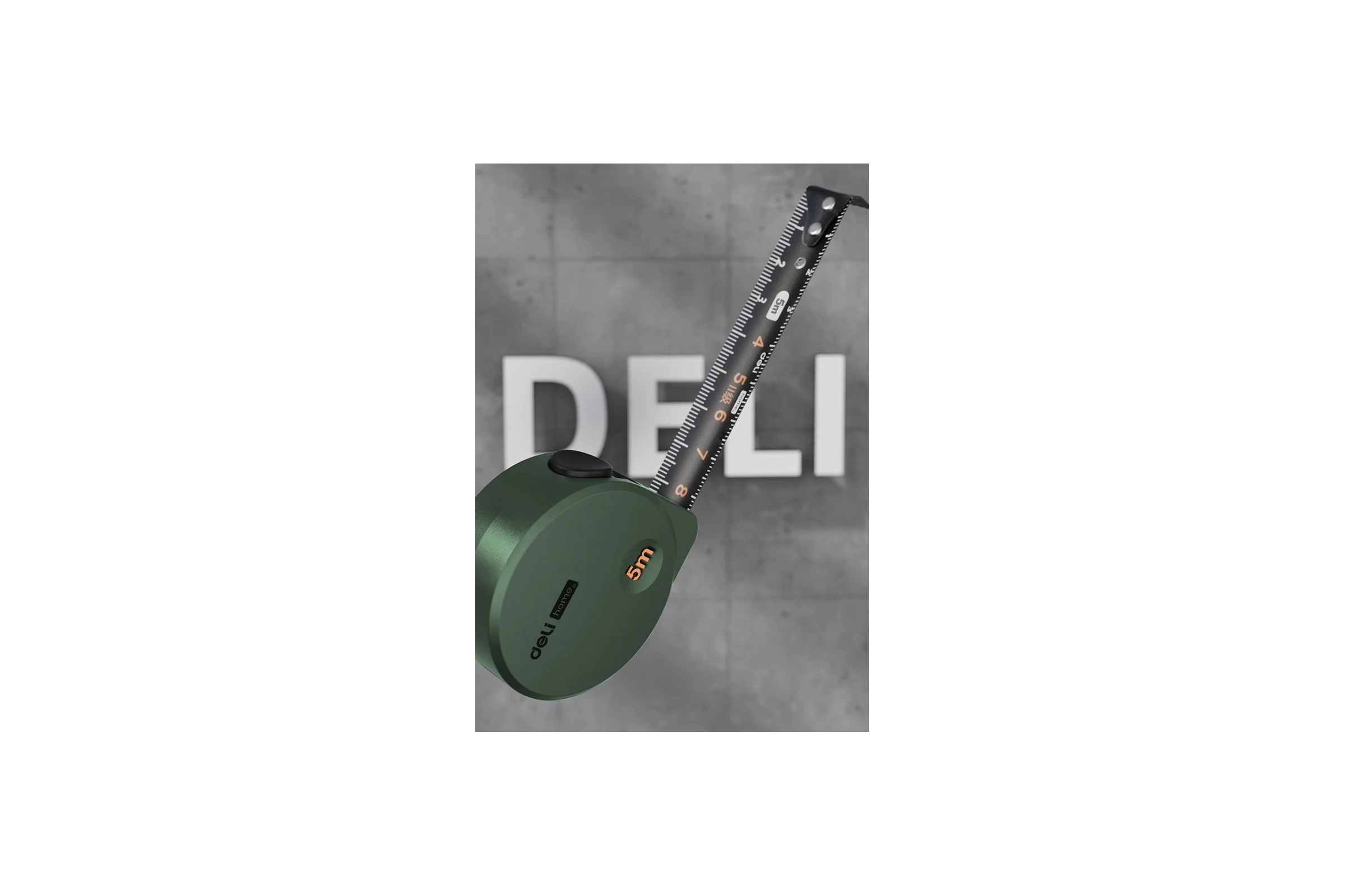Рулетка DELI home series green ht8519l 5мх19мм, эксклюзивный дизайн, корпус из софттач пластика, противоскользящая резиновая вставка, подарочная упаковка 112897