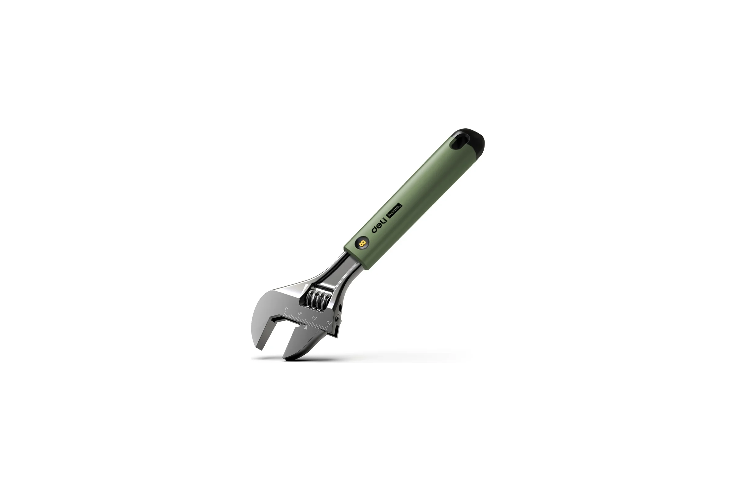 Разводной ключ DELI Home Series Green HT1508L 200 мм, Soft Touch рукоять, лазерная гравировка шкалы, эксклюзивный дизайн, подарочная упаковка 112880