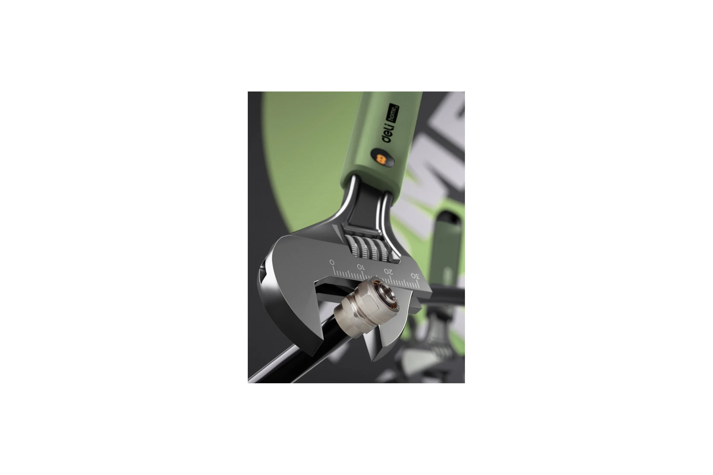 Разводной ключ DELI Home Series Green HT1508L 200 мм, Soft Touch рукоять, лазерная гравировка шкалы, эксклюзивный дизайн, подарочная упаковка 112880