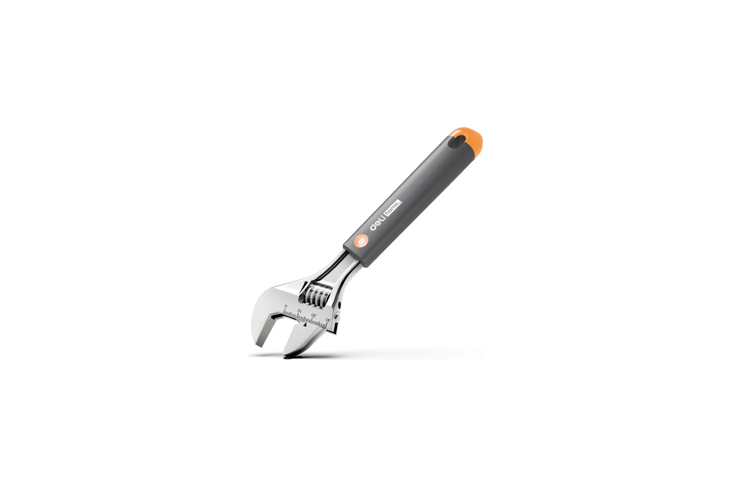 Разводной ключ DELI Home Series Gray HT1508c 200 мм, Soft Touch рукоять, лазерная гравировка шкалы, эксклюзивный дизайн, подарочная упаковка 112881