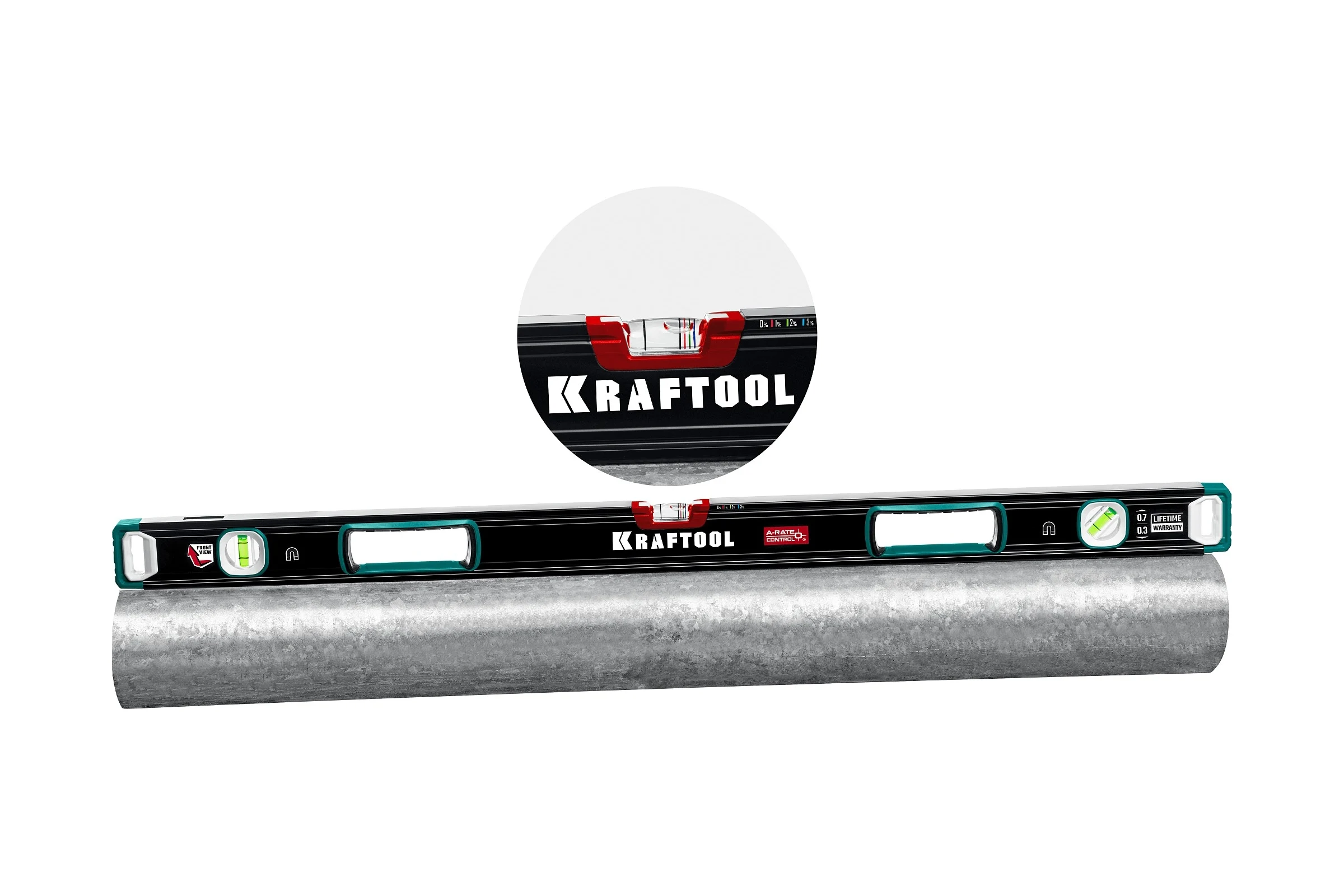 Магнитный сверхпрочный уровень KRAFTOOL A-RATE Control с зеркальным глазком, 800 мм 34988-80