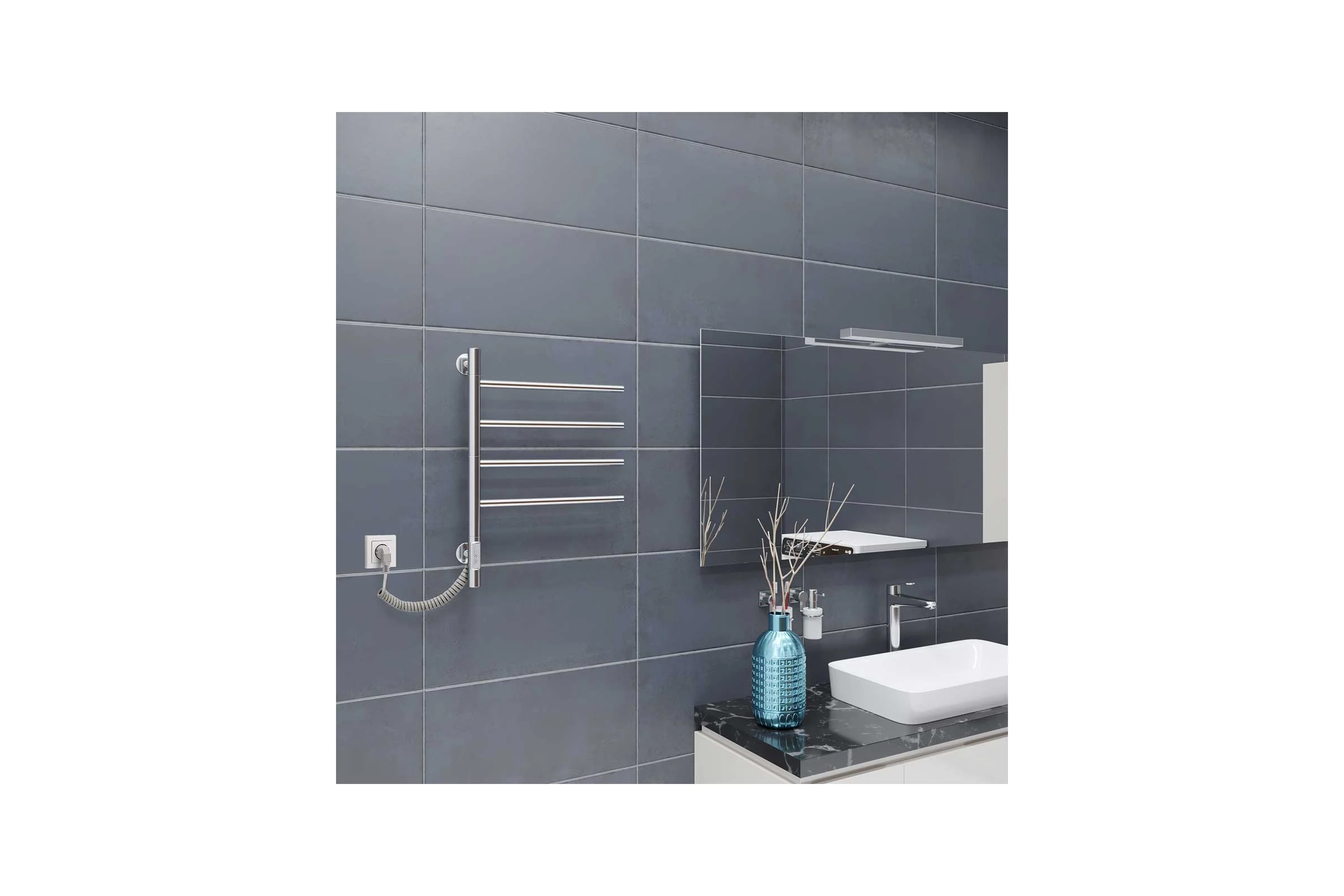 Электрический полотенцесушитель VINCEA 43x60, хром, таймер VTD-1S1CE