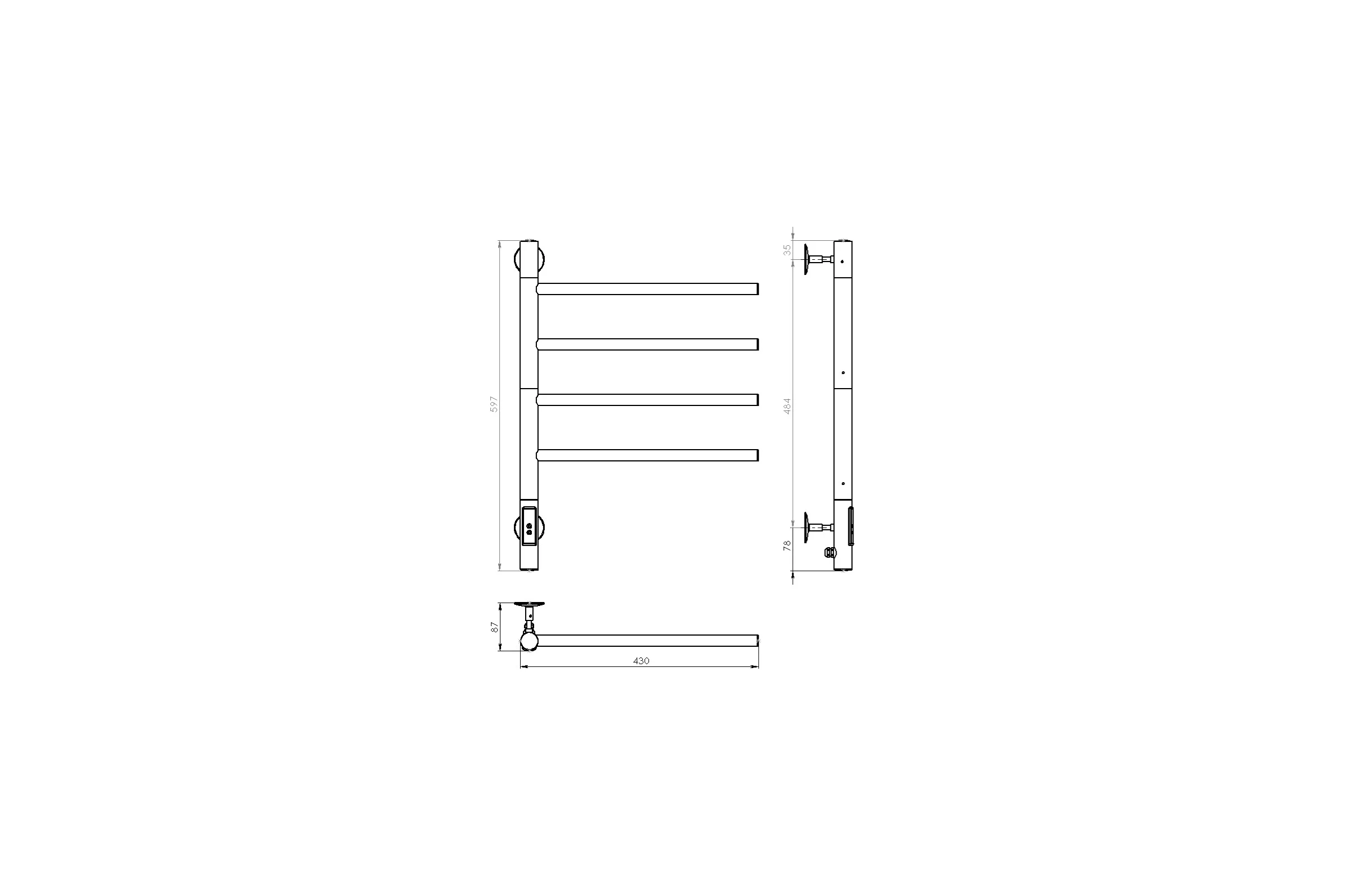 Электрический полотенцесушитель VINCEA 43x60, хром, таймер VTD-1S1CE