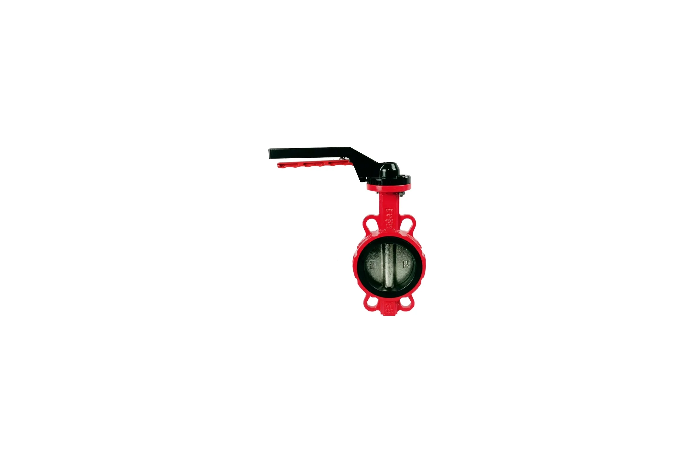 Поворотный затвор DYARM -ZP-100-16-G-G-E-HT (красный), DN100, PN16, межфланцевый/корпус GGG40/диск GGG40/уплотнение EPDM HT, с ручкой 4687203188276