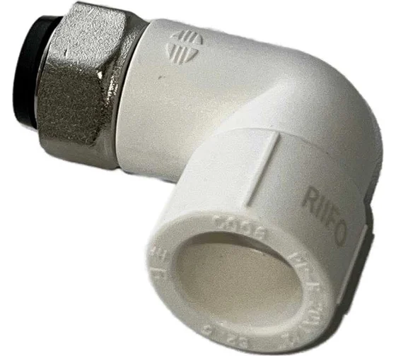 Угольник RIIFO Alba с накидной гайкой PP-R/латунь 20-1/2"НГ белый, 10 шт 1100047299