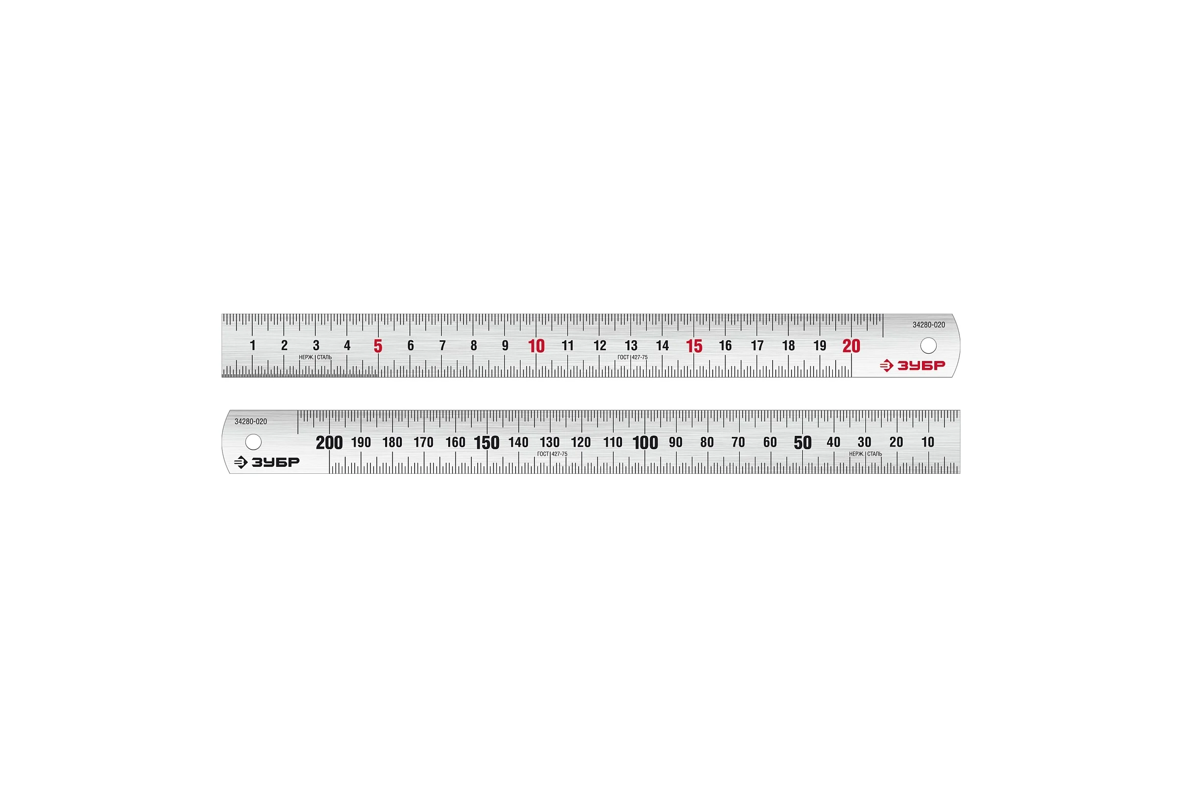 Про-20 Усиленная нержавеющая линейка 0,20 м ЗУБР 34280-020